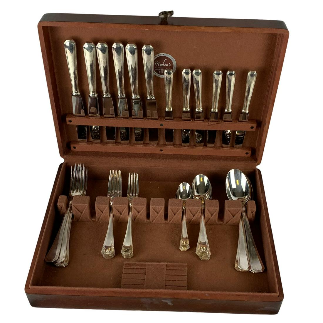 Christofle Silverplate American Pattern Service for 6: A Service for 6 [ 48 piece ] set of Christofle silverplate flatware in wood chest. Very nice condition.