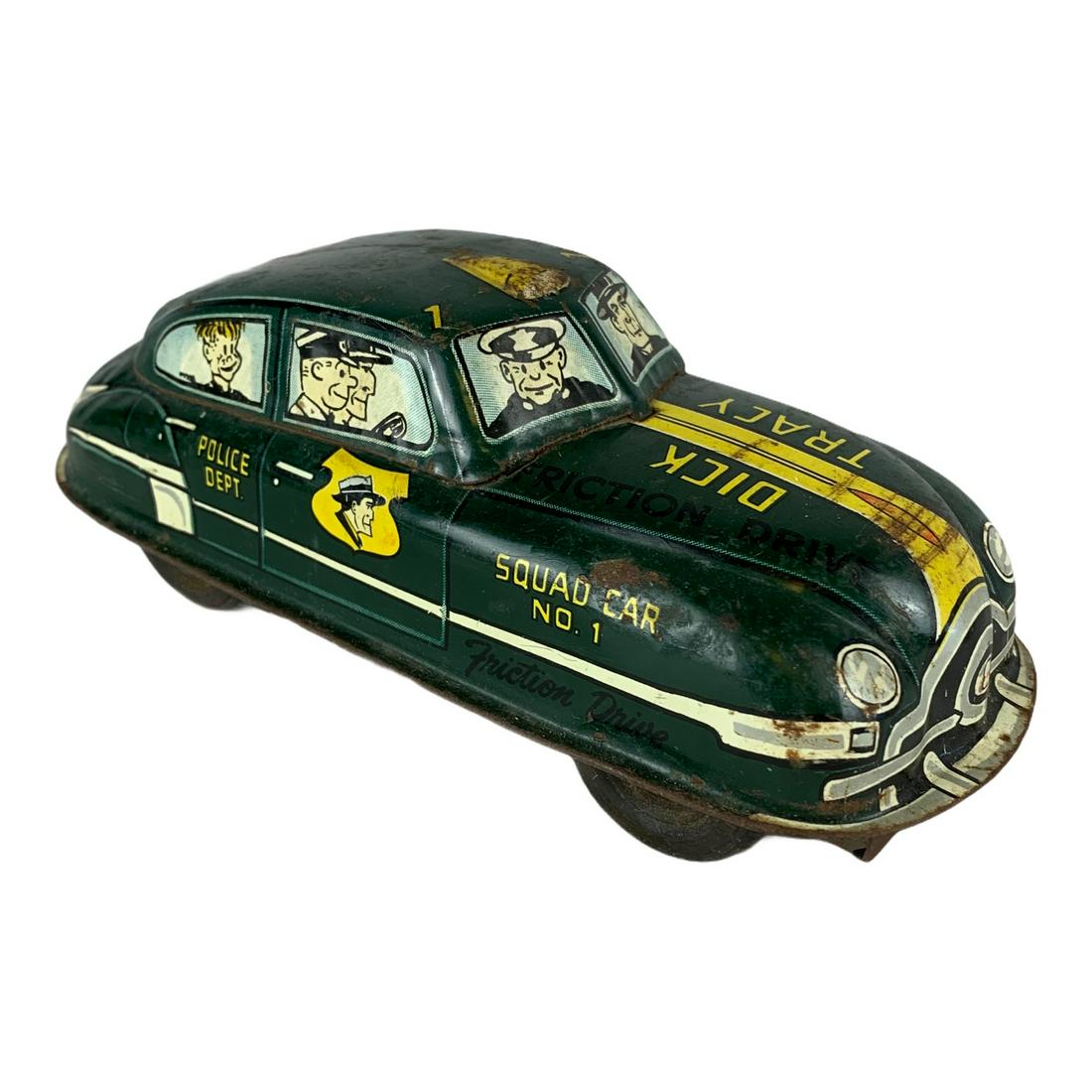 Vintage Marx Tin Wind-up Dick Tracy Squad Car: A pretty good Marx tin wind-up Dick Tracy Squad car. 6 ½” . Car is in good condition with normal use wear. No Key