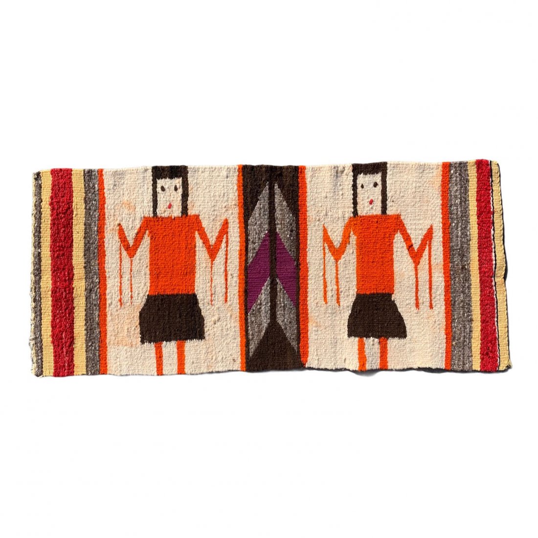 Navajo Gallup Throw: Rare Navaho and authentic hand woven Navajo Dlouble Yei Weaving Blanket/Rug/Throw popularly known as a Gallup Throw. They were woven by the Navajo for the Route 66 Tourist and Fred Harvey Shops along 