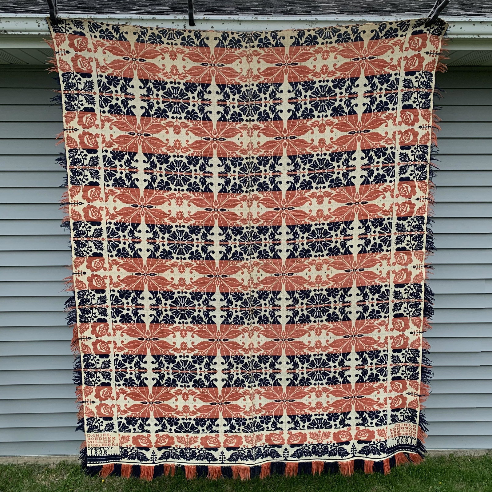 Signed Berks County Jacquard Coverlet - Daniel Bordner (1 of 4)