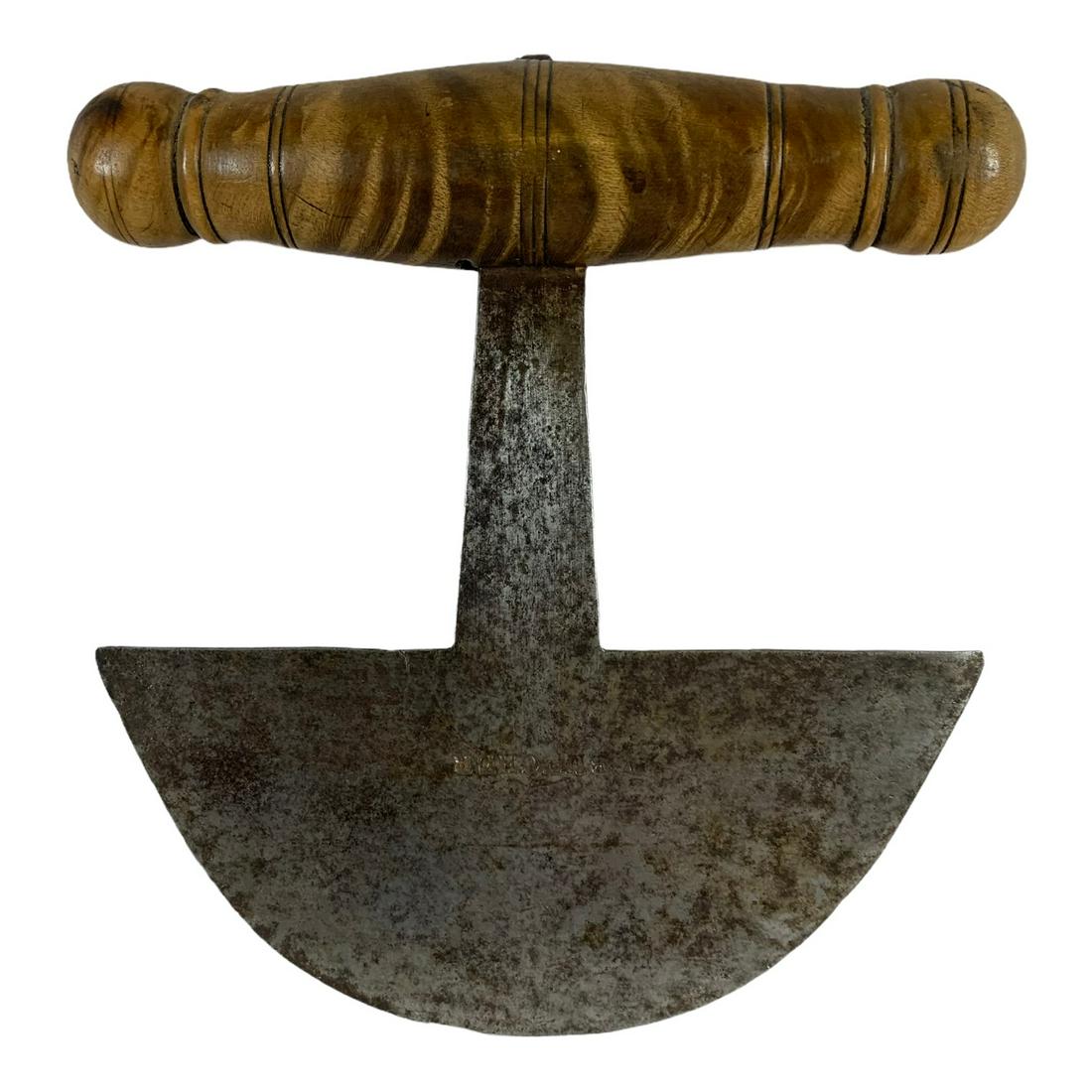 19th C. Burl & Signed Food Chopper (1 of 2)