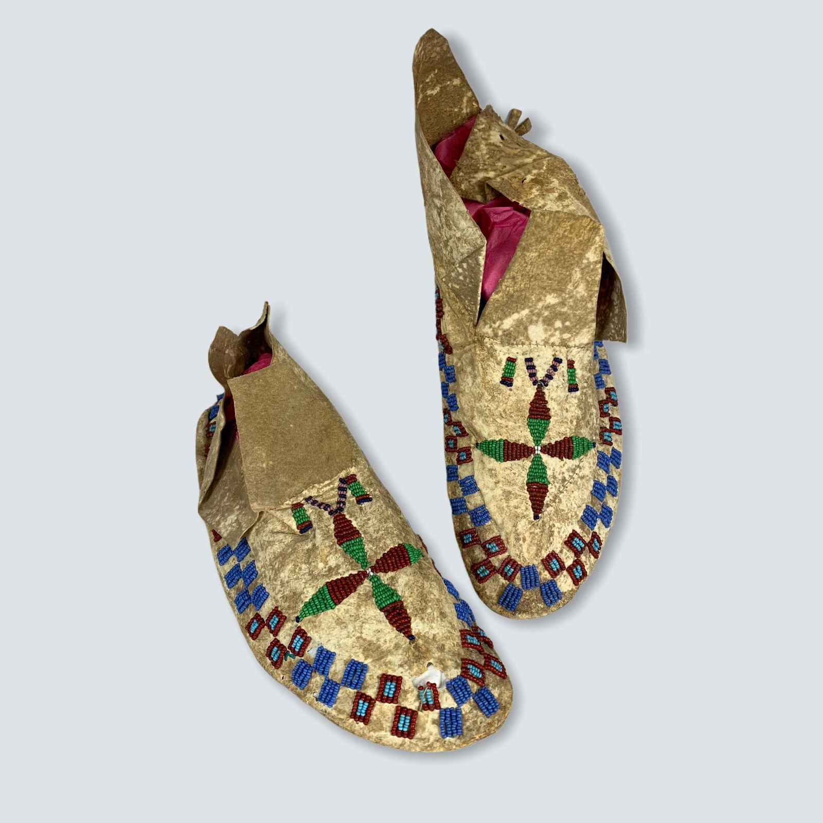 Pair of Adult Brian Tanned Beaded Southern Plains (1 of 4)