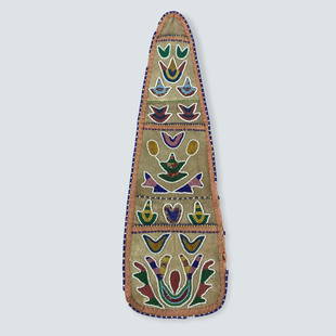 Santee Sioux Beaded Wall Pocket: 15 x 4 1/2 Santee Sioux beaded wall pocket. Circa 1900. Good.