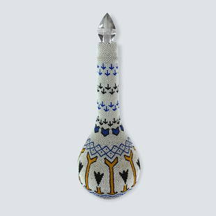 Paiute Beaded Bottle: Large Paiute full beaded bottle, 13 x 5. Circa 1940â€™s, excellent