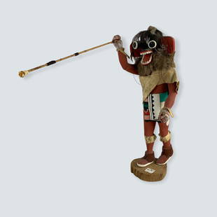 Vintage Kachina: Attractive 13 vintage kachina, unsigned, [one foot was cracked and glued], probably held something in hands .