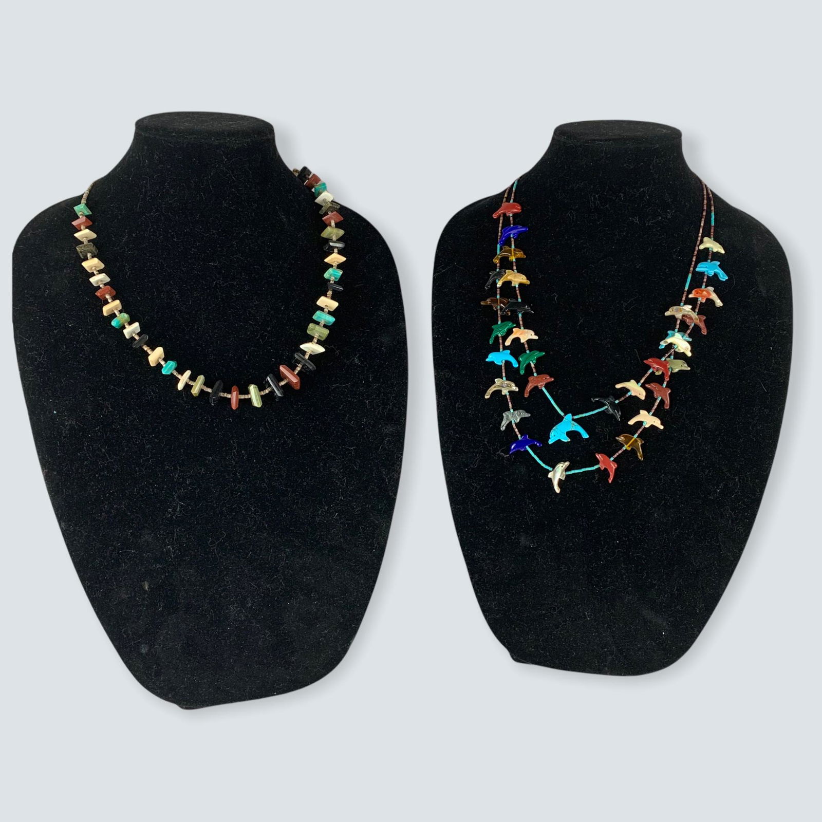 Long Zuni Fetish Necklace Plus 2 other necklaces and a (1 of 1)
