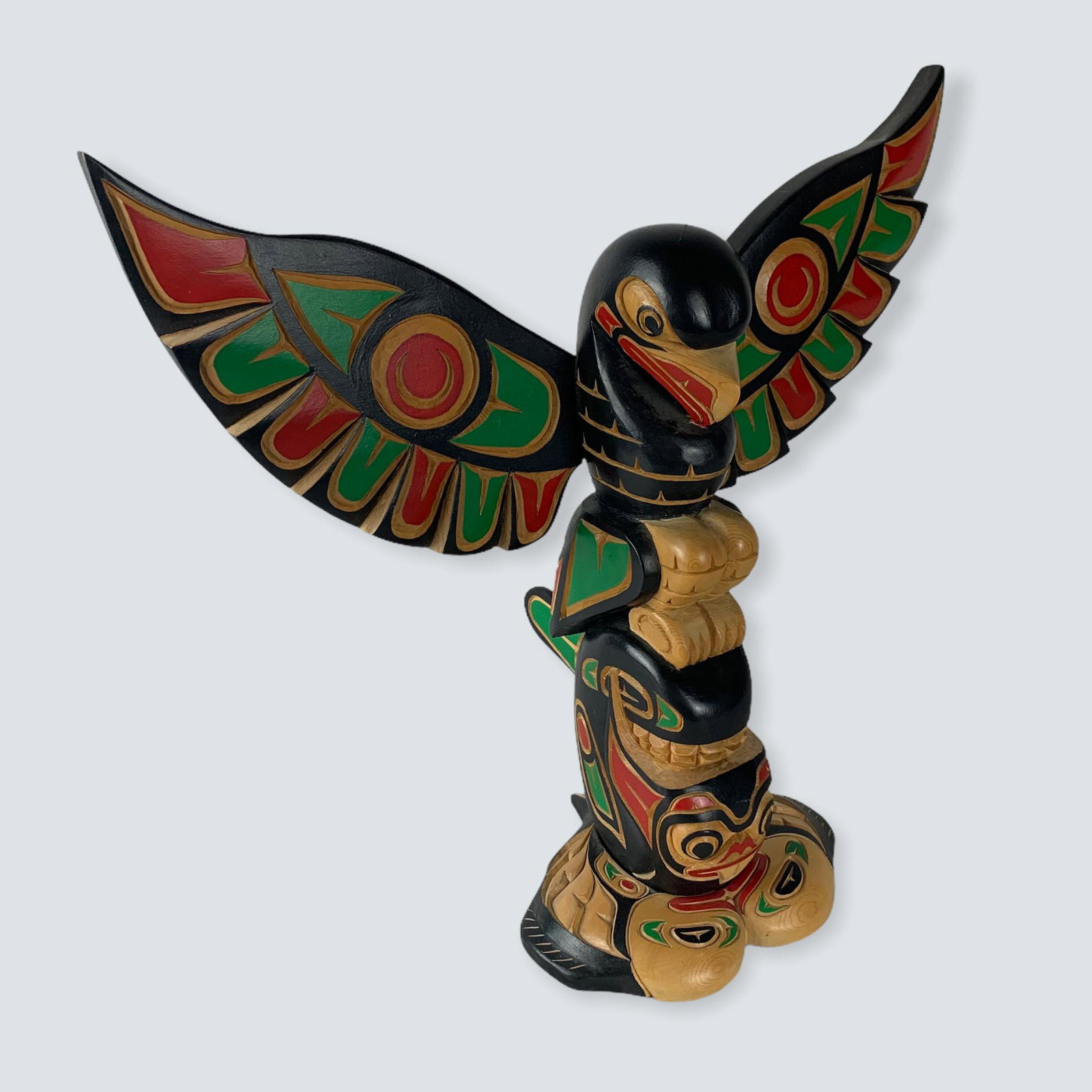 Wonderful Alvin Thomas Carved Totem Pole: A great Alvin Thomas Carved totem pole. Signed and dated 1904. 13.Excellent +++