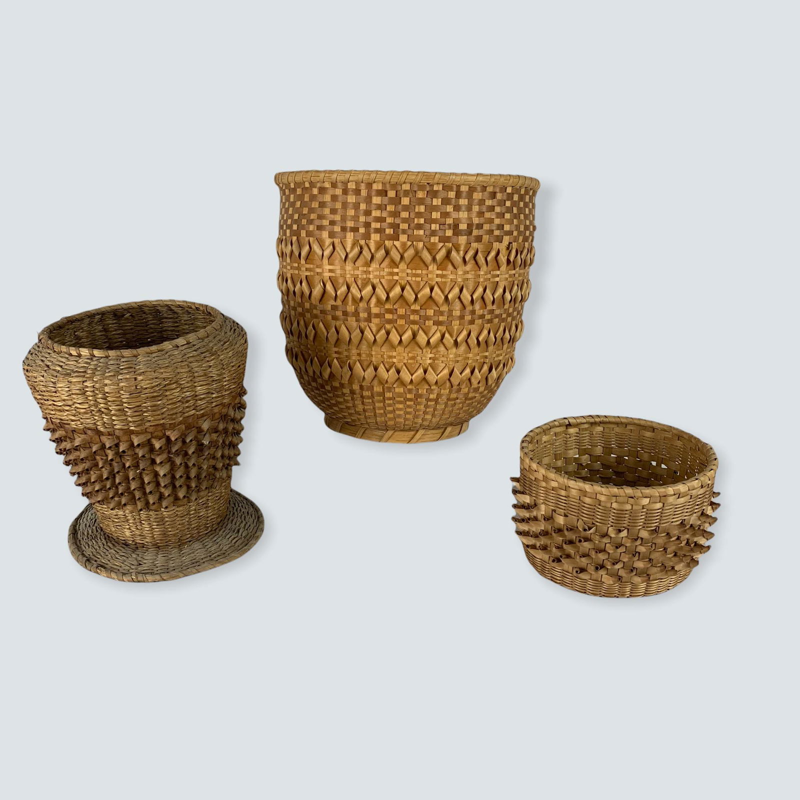 Lot of 3 Good Early Iroquois & Woodlands Baskets (1 of 1)