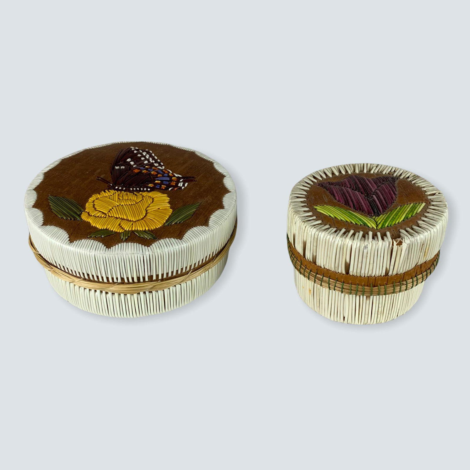 2 Birch Bark Quilled baskets (1 of 2)