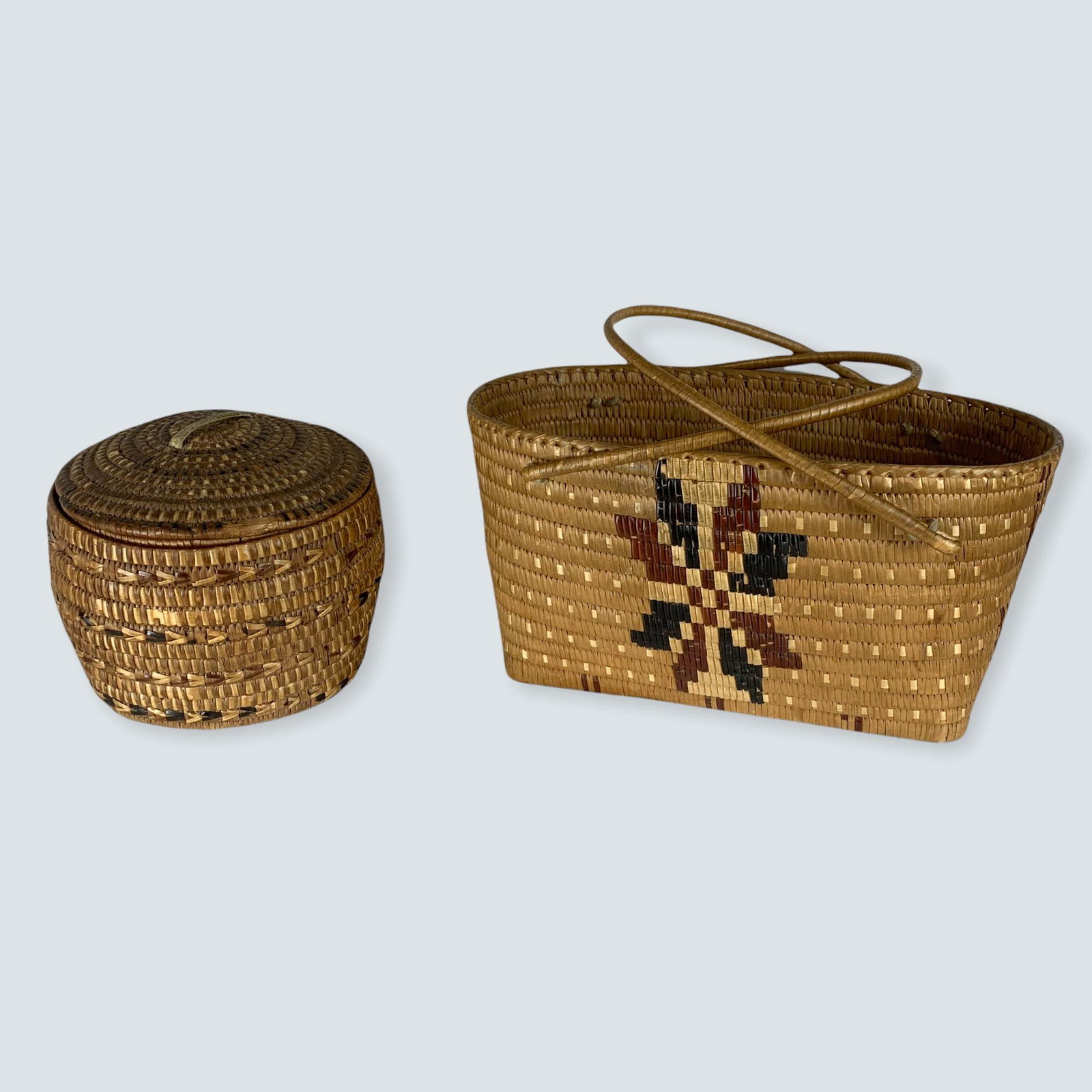2 Vintage Salish Imbricated Basket (1 of 3)
