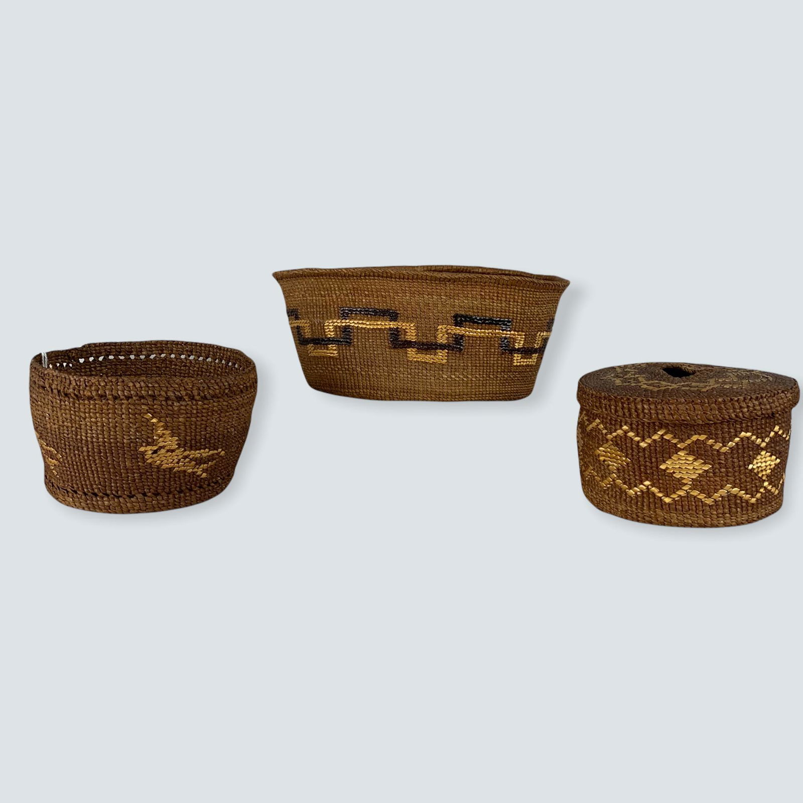 3 Northwest Coast Imbricated Baskets (1 of 2)