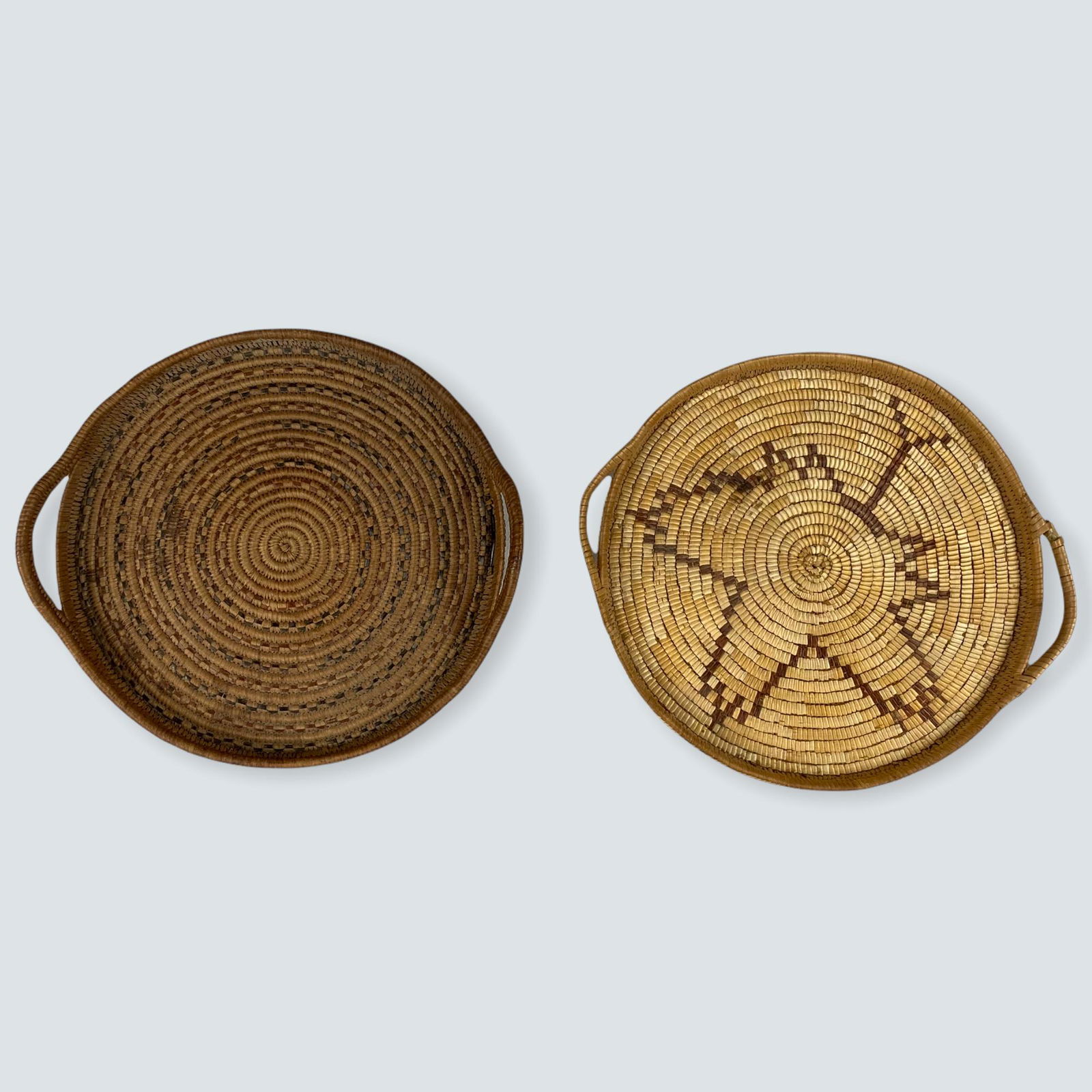 2 Large Handled Northwest Coast Imbricated Basket Trays (1 of 2)