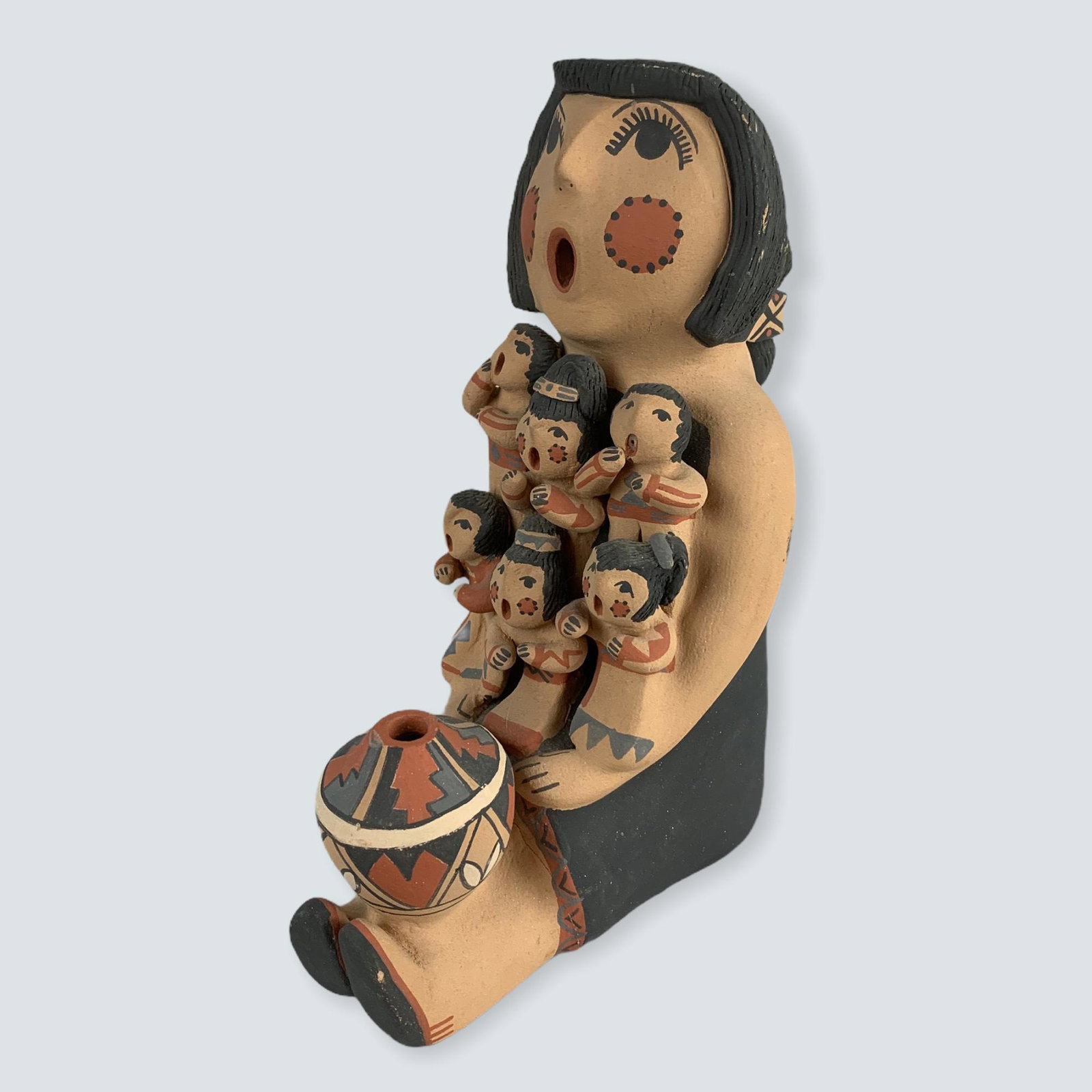 Jemez Pottery Storyteller, Signed E. Fragua, New Mexico: Another nice Jemez New Mexico storyteller. 9 1/4. By E. Fragua, excellent