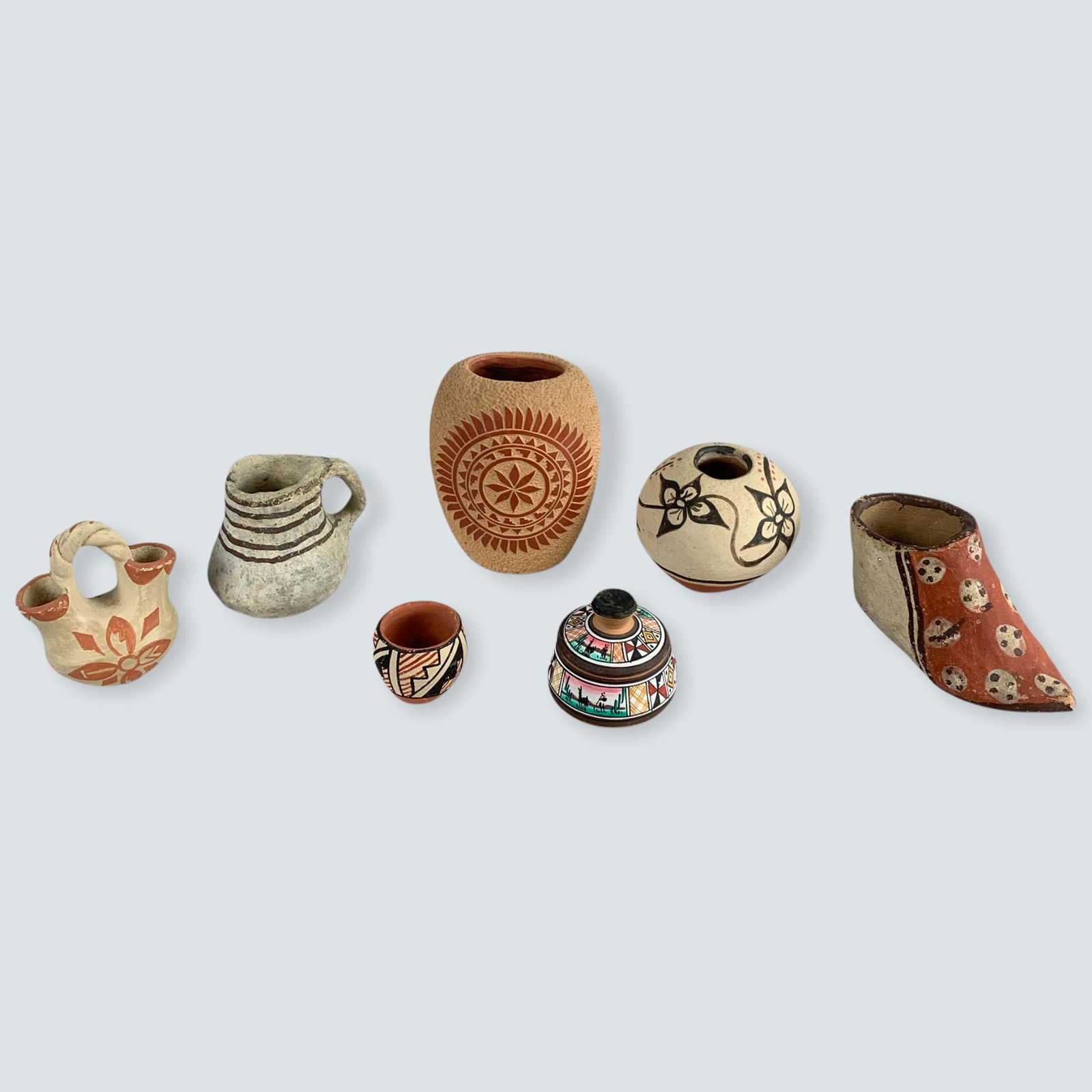 7 Miniature Pottery Pieces, Various Pueblos (1 of 1)