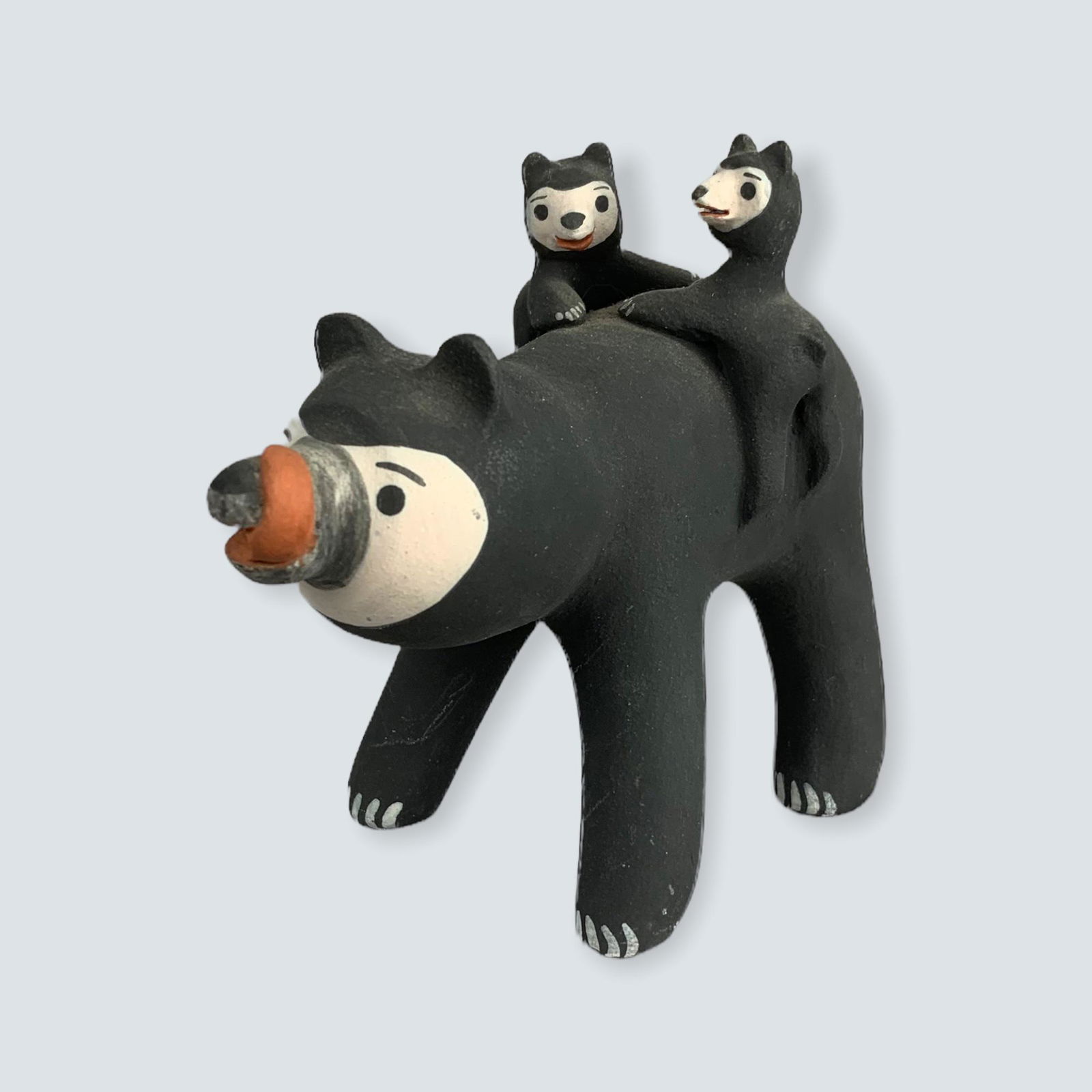 Cochiti pottery Bear with 2 Cubs. Signed Dorothy (1 of 2)