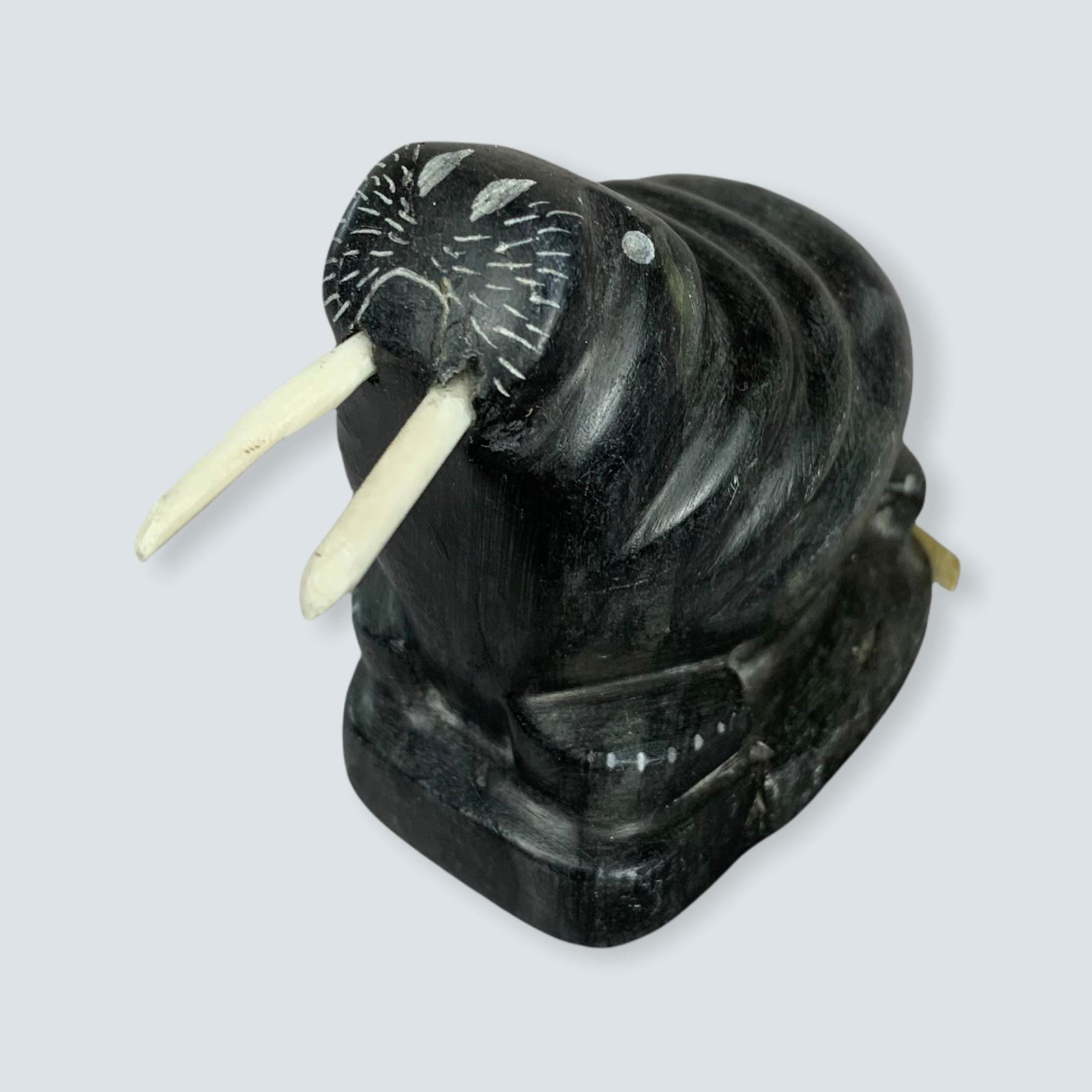 Eskimo Soapstone Sculpture Walrus by F. Ryek . King (1 of 2)