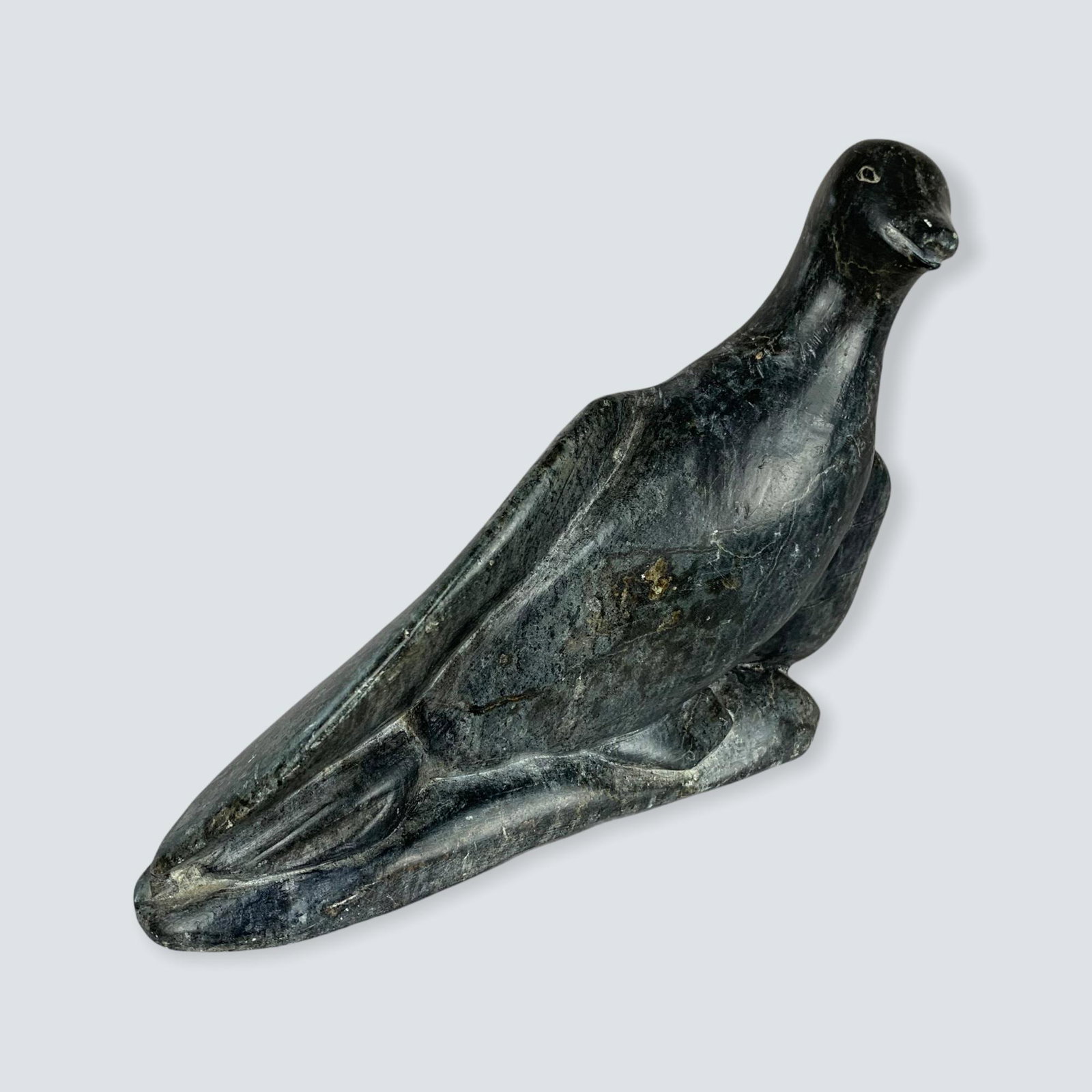 Soapstone Carved Canada goose by Aisa Pappy Povungnituk: Carved soapstone Canada goose by Asia Pappy. 6 long x 5 tall