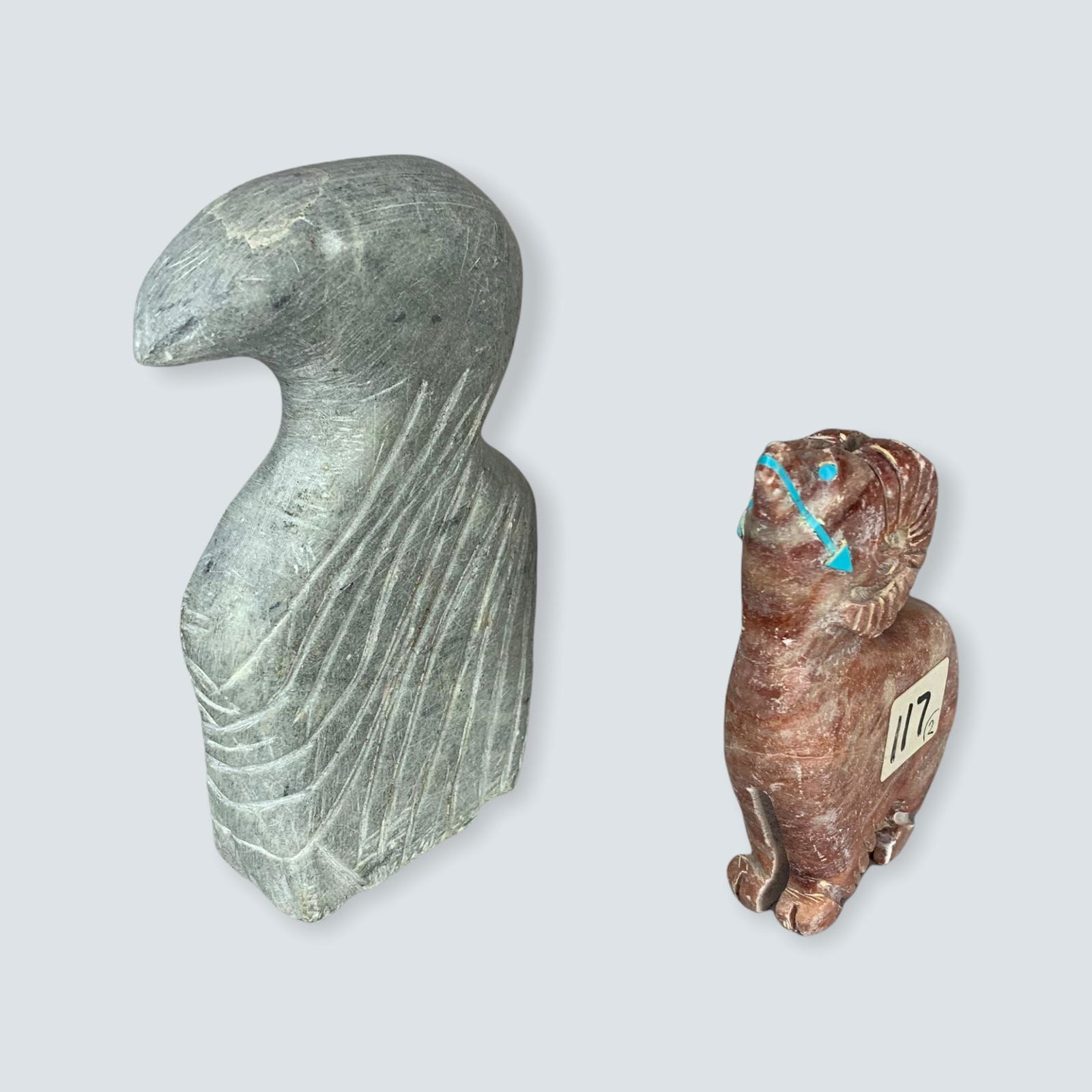 Zuni Carved Stone Mountain Goat & Stone carved Flat (1 of 1)