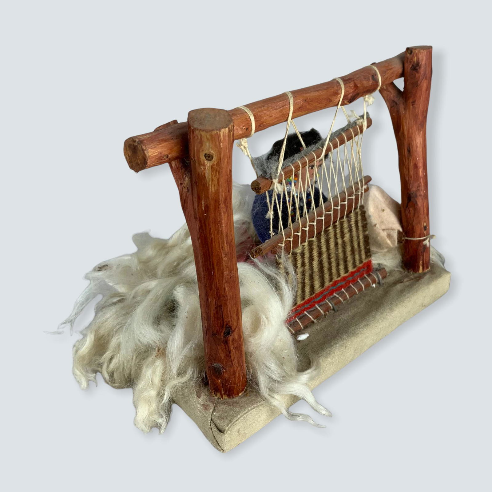 Navajo Miniature Folk Art Loom with Partial Weaving (1 of 2)