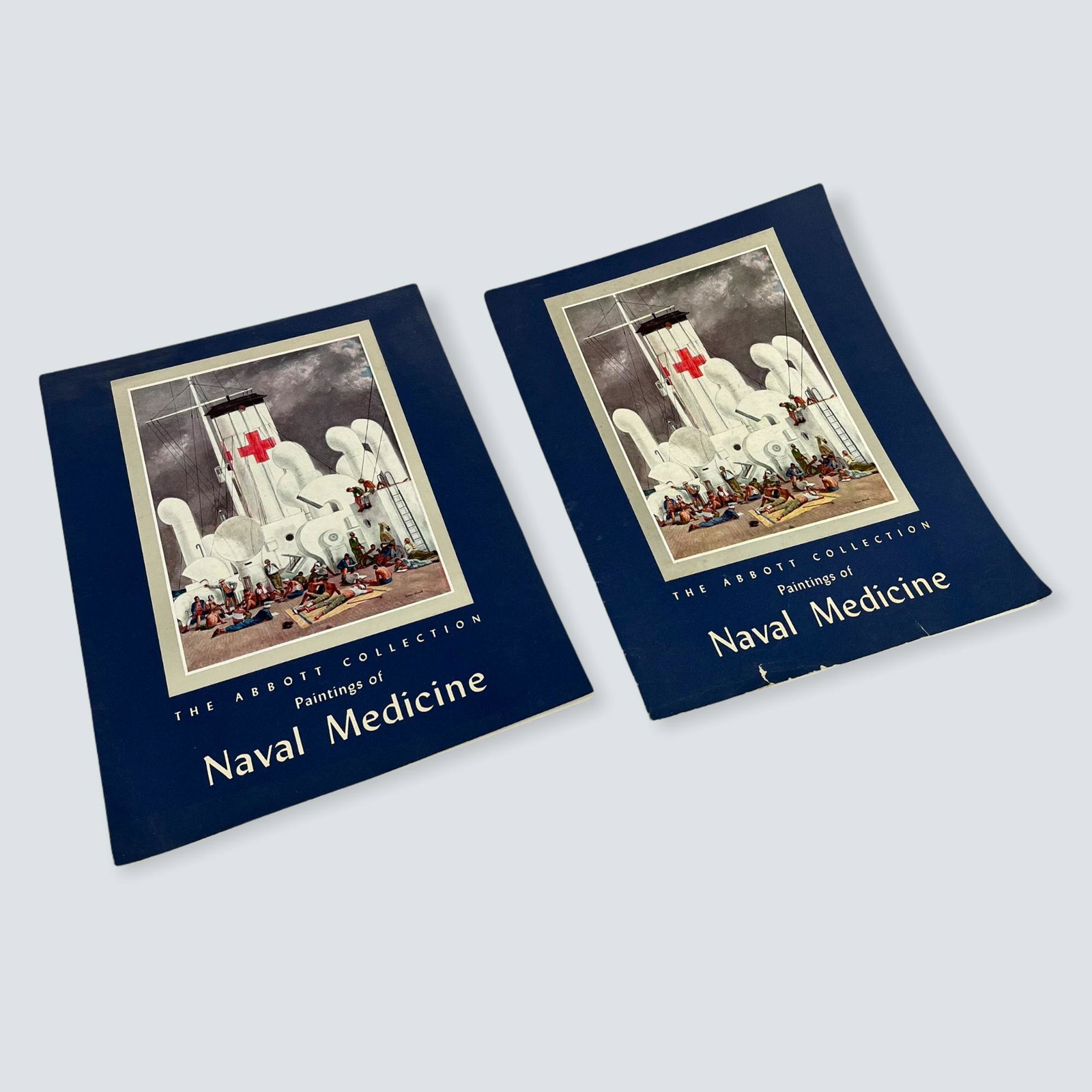 Naval Medicine Paintings (Abbott Collection): Paintings of Naval medicine from the Abbott Collection, WWII. Illustrations of some really good WWII medical theme paintings. The lot features two identical booklets.