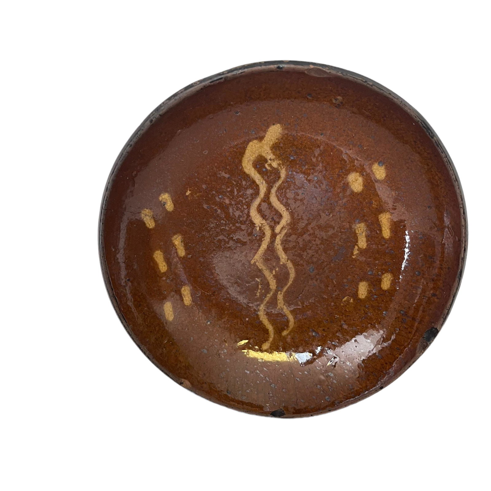 19th Century Decorated Redware Stoneware Plate (1 of 2)