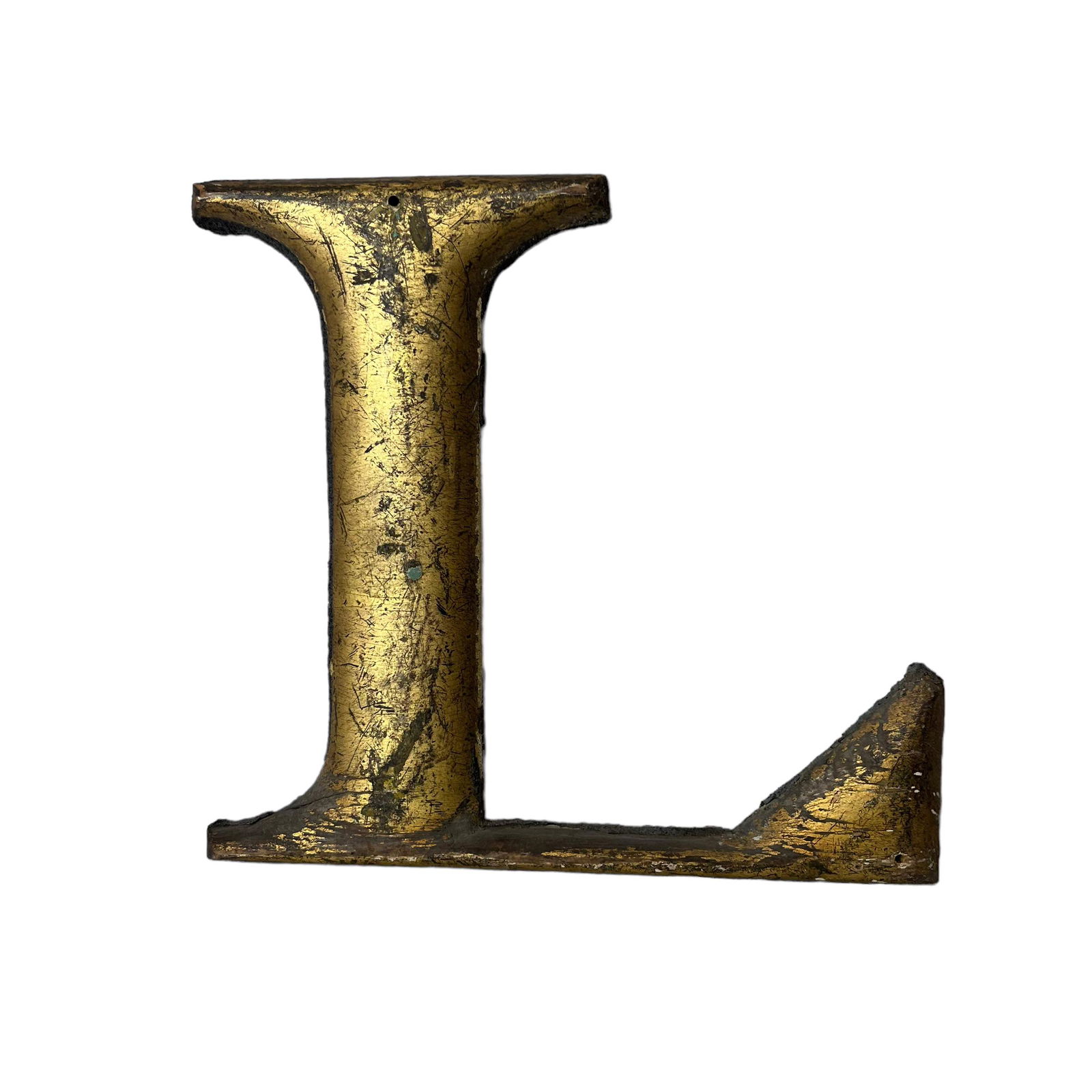 19th Century Gold Gilded Wood Letter L (1 of 1)
