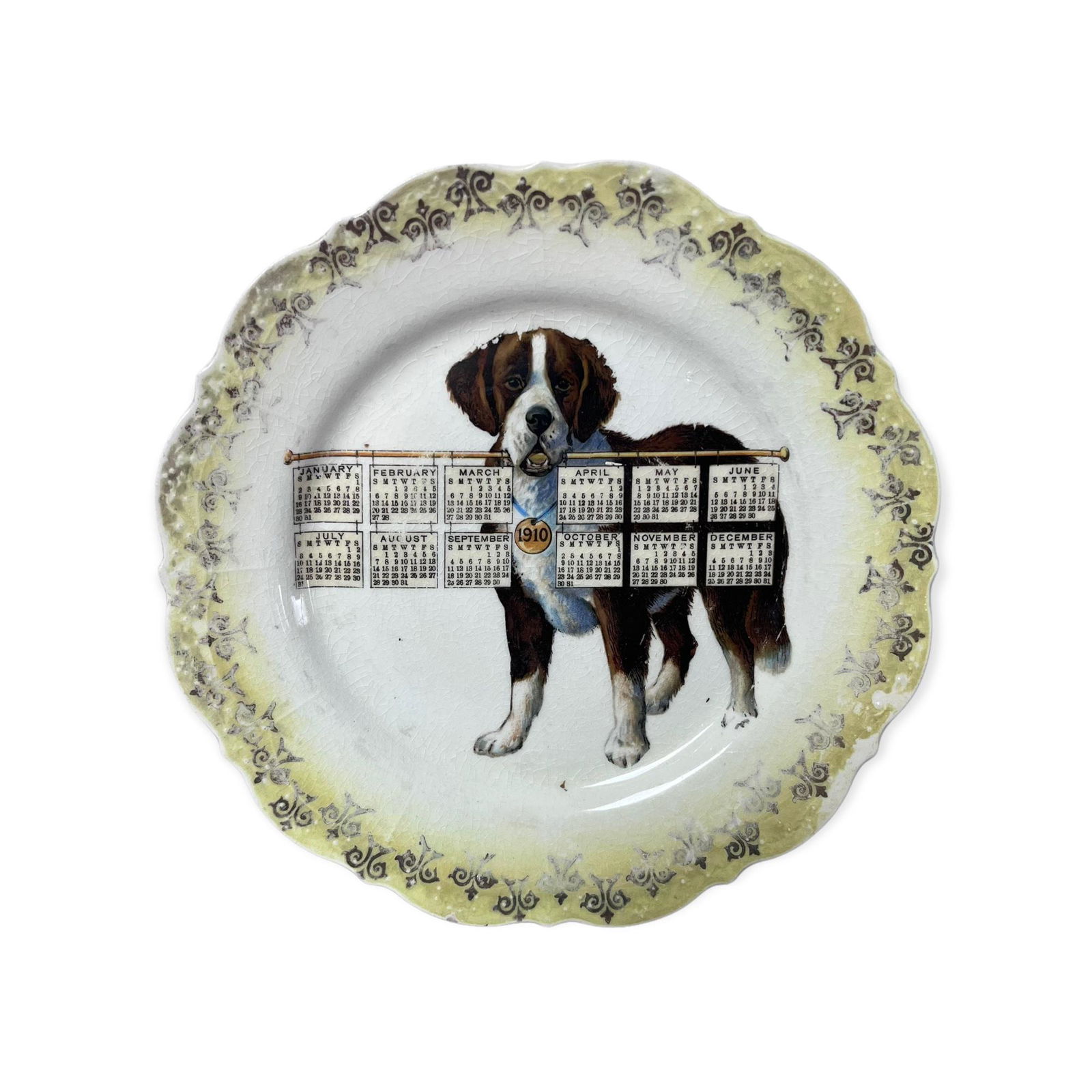 1910 Advertising Calendar Plate C.C. Wieland Springfield Illinois (1 of 2)