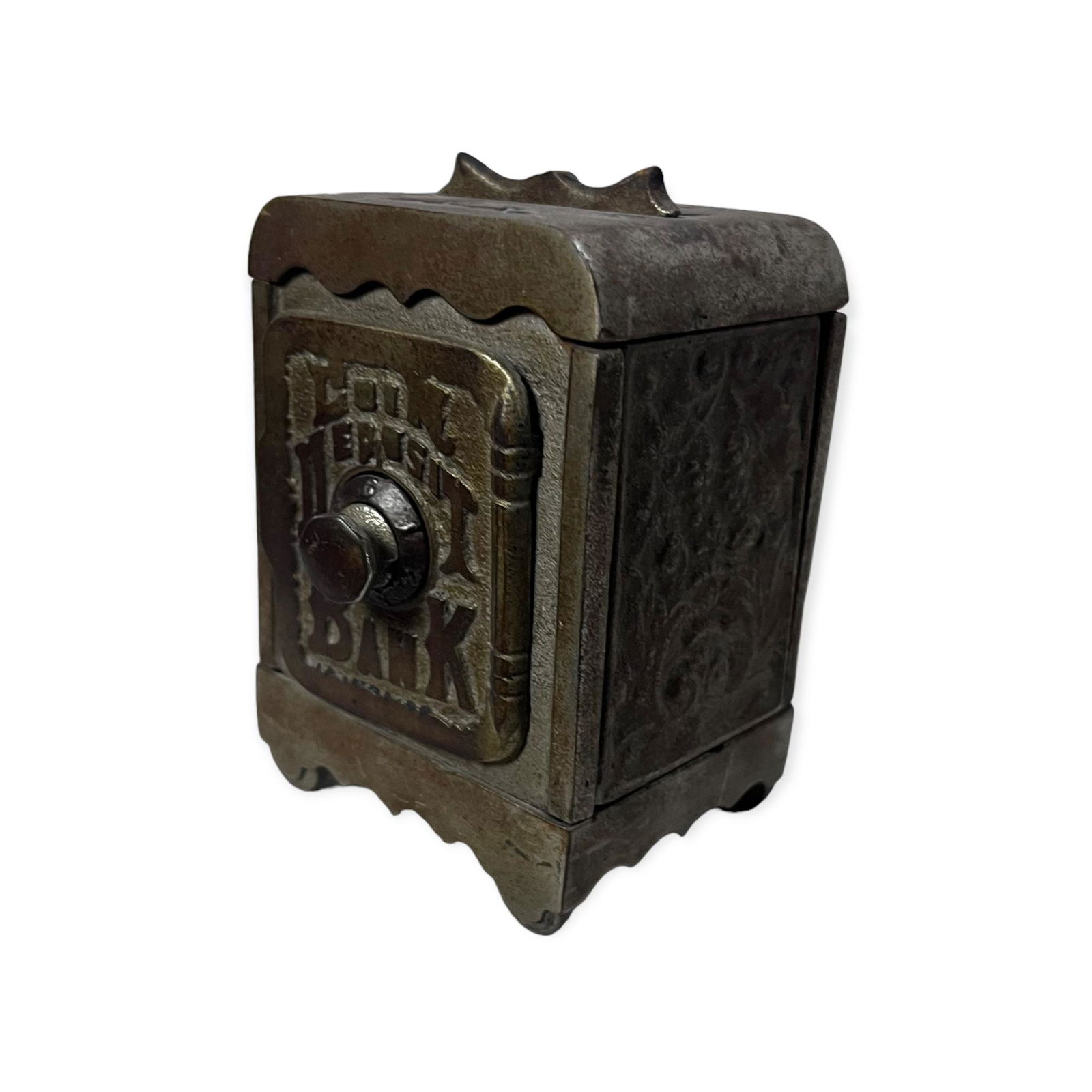 Original Cast Iron Coin Deposit Combination Safe Still Bank (1 of 2)