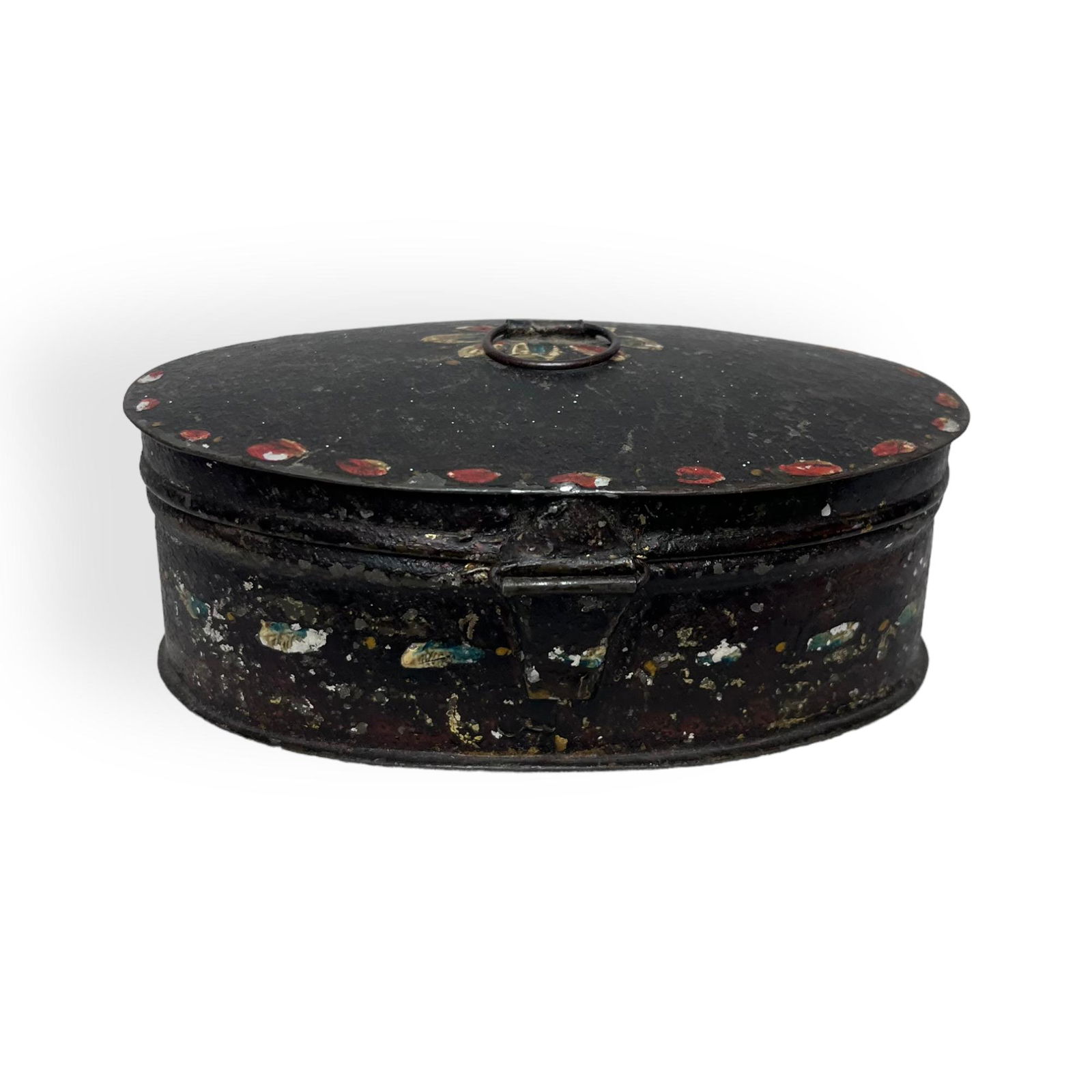 19th C Toleware Decorated Oval Box (1 of 3)