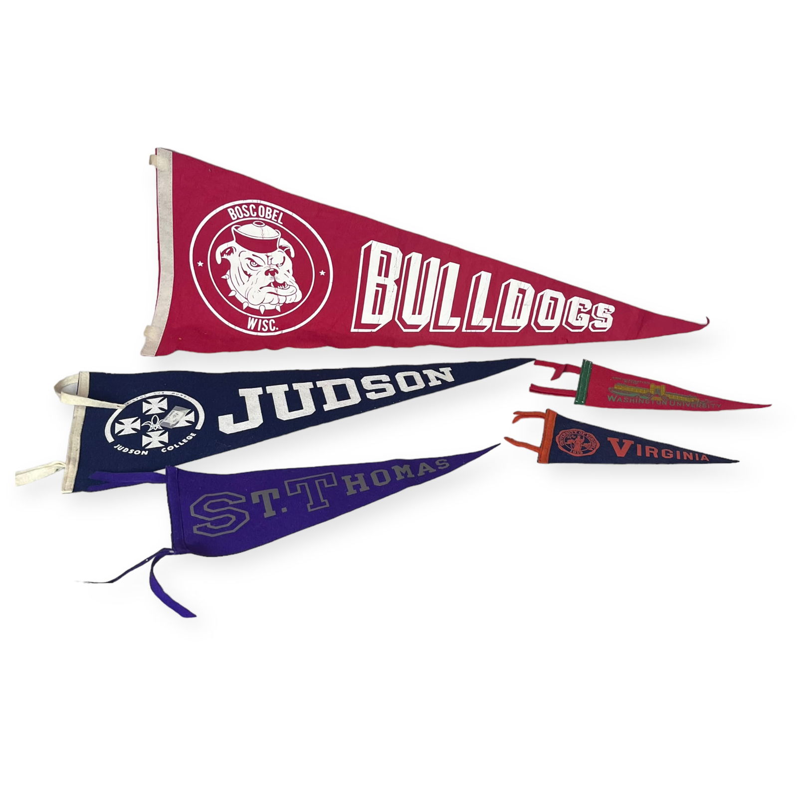 Vintage Lot of 5 College & School Pennants Banners (1 of 2)