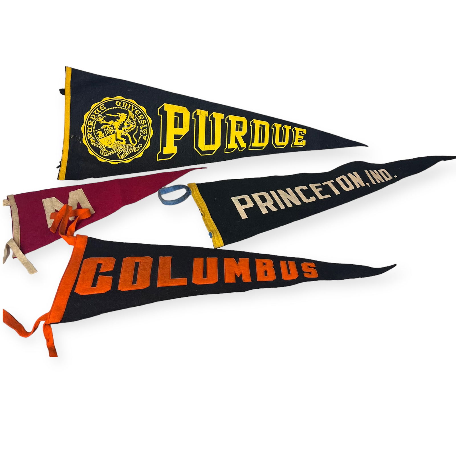 Vintage Lot of 4 College Related Pennant Banners (1 of 1)