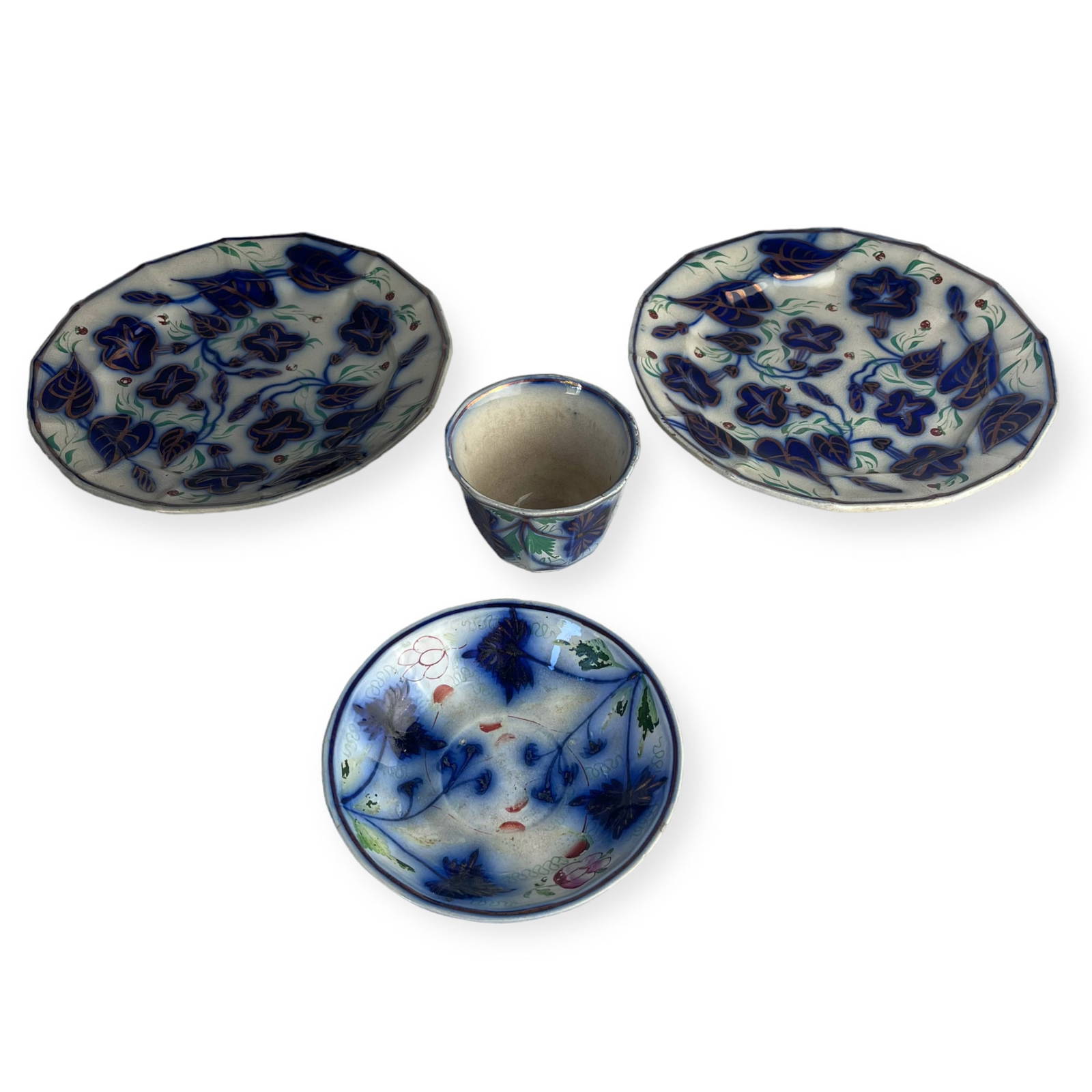 4 Pieces Early Gaudy Dutchwelsh Auction