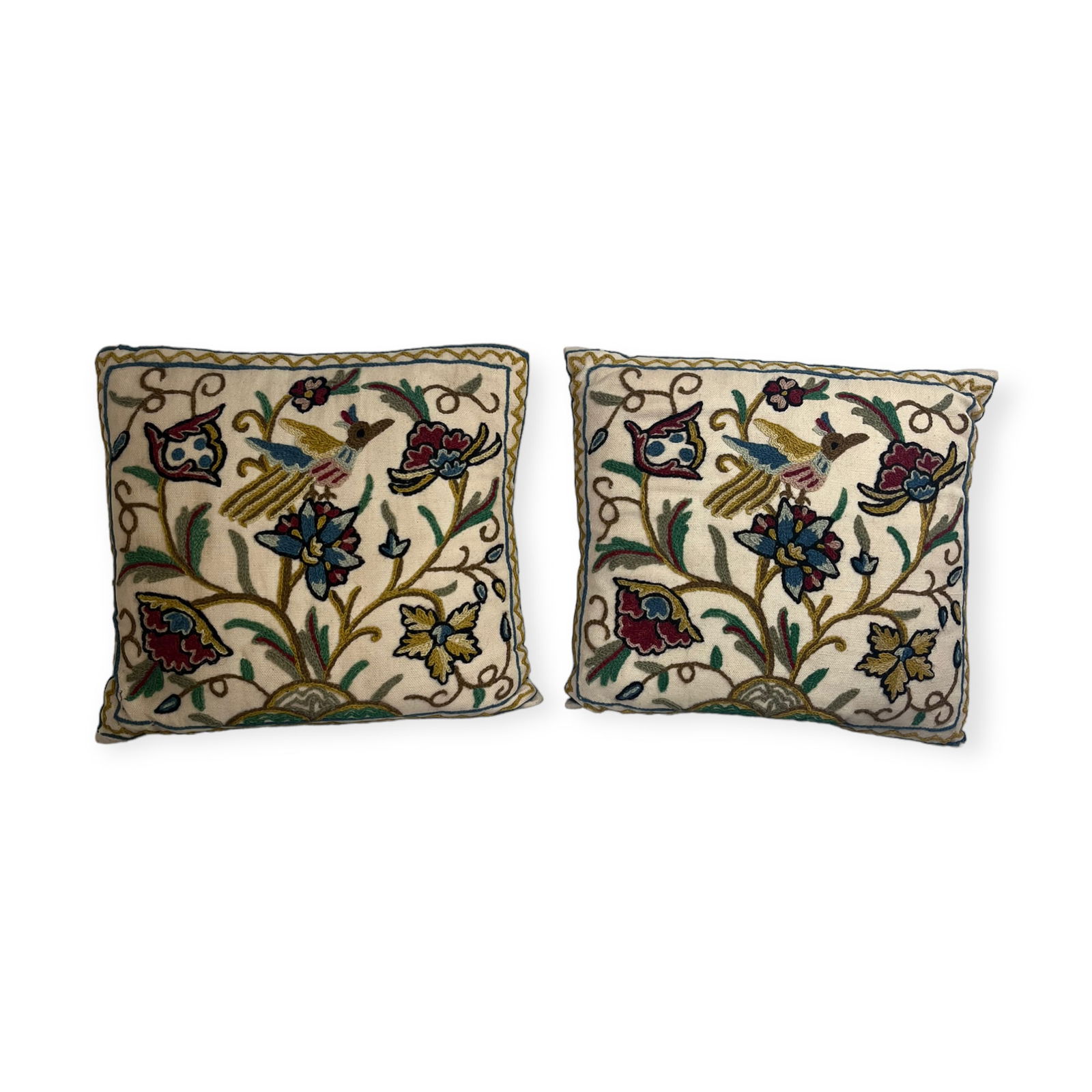 Pair of Matching Embroidered Pillows (1 of 2)
