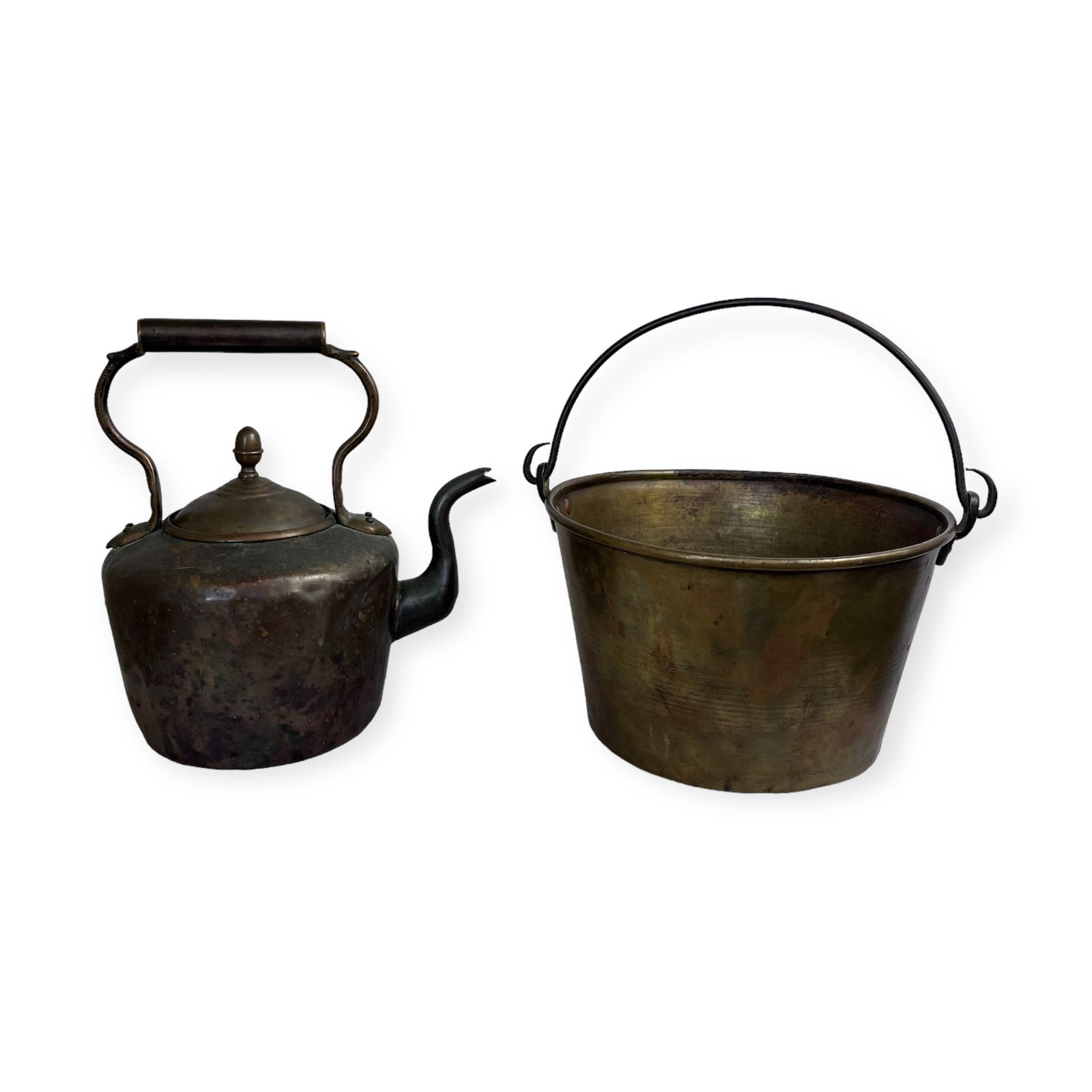 Copper Tea Pot & Signed Brass Bucket (1 of 1)