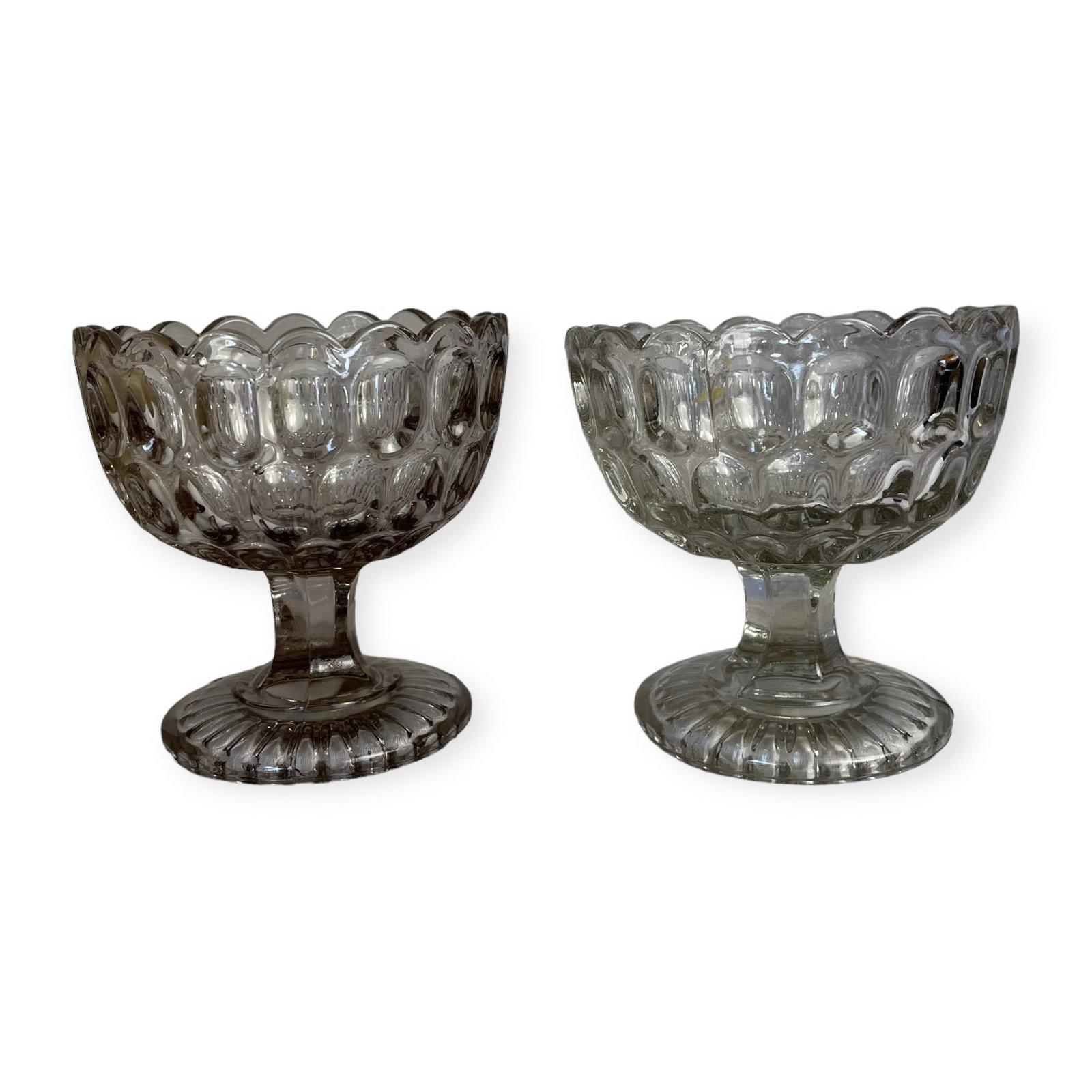 Pair Smaller Thumbprint Compotes (1 of 2)