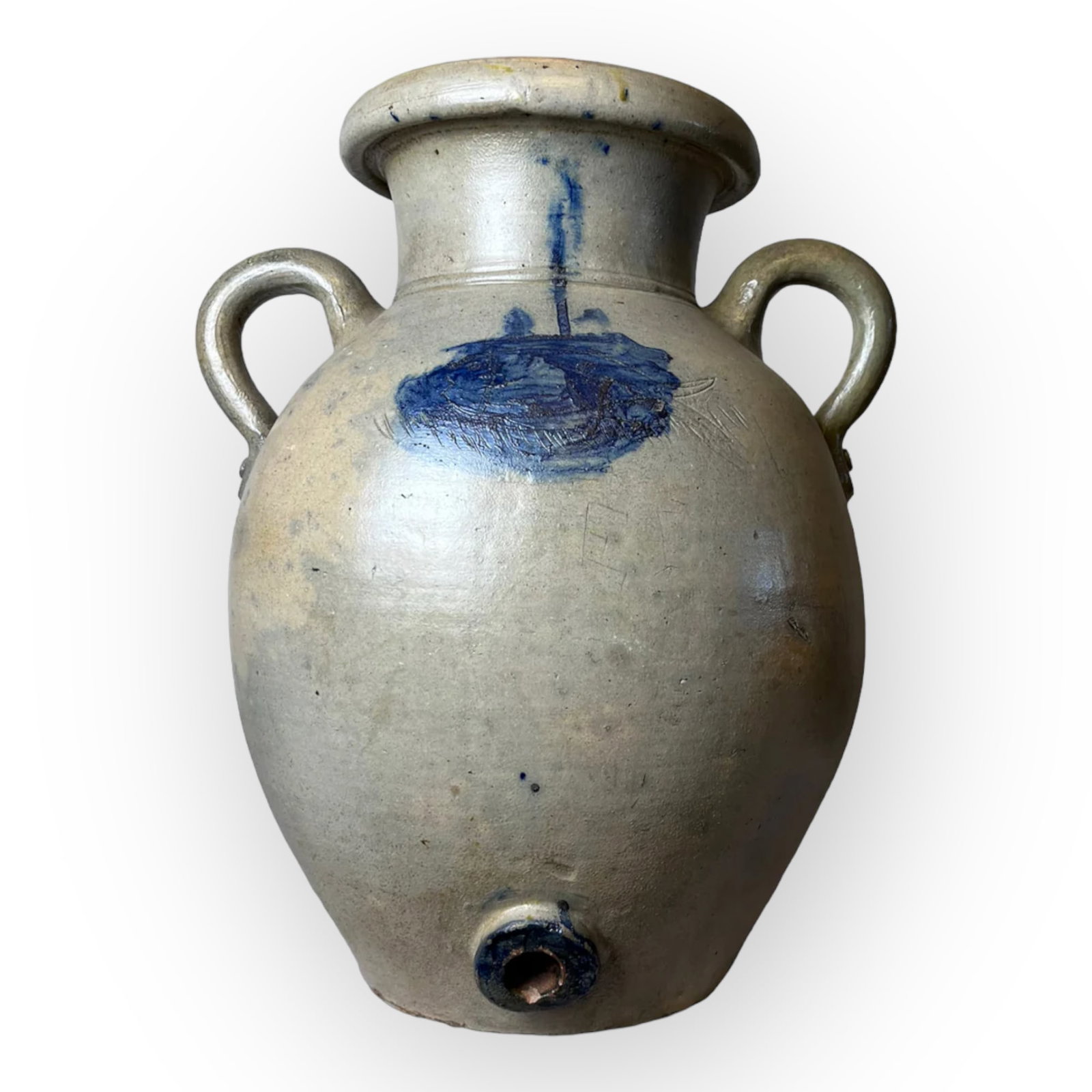 Early Salt-Glazed American Stoneware Incised Water Cooler (1 of 4)