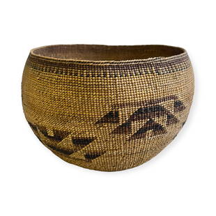 Northwest Coastal Open Basket: A native American northwest coastal open basket. Measures approx 3.5 inches tall x 6.5 inches in diameter.