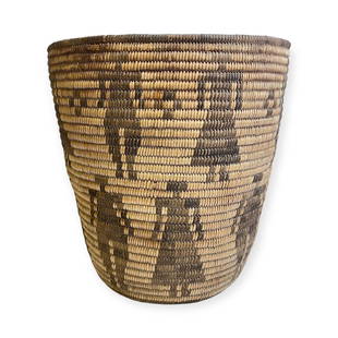 Large Early 20th C Pima Figural Basket: Circa 1910-1920, a large Pima Figural Basket with 16 different rotating human (male and female) human figures. An exceptional example, surviving in good condition with age expected wear. Measures