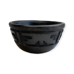 1940s Santa Clara Bowl Signed by Margaret Tafoya: A nice black on black pottery bowl signed on bottom by Margaret Tafoya. A nice bowl measuring approx 3.5 inches tall x 6.5 inches in diameter.