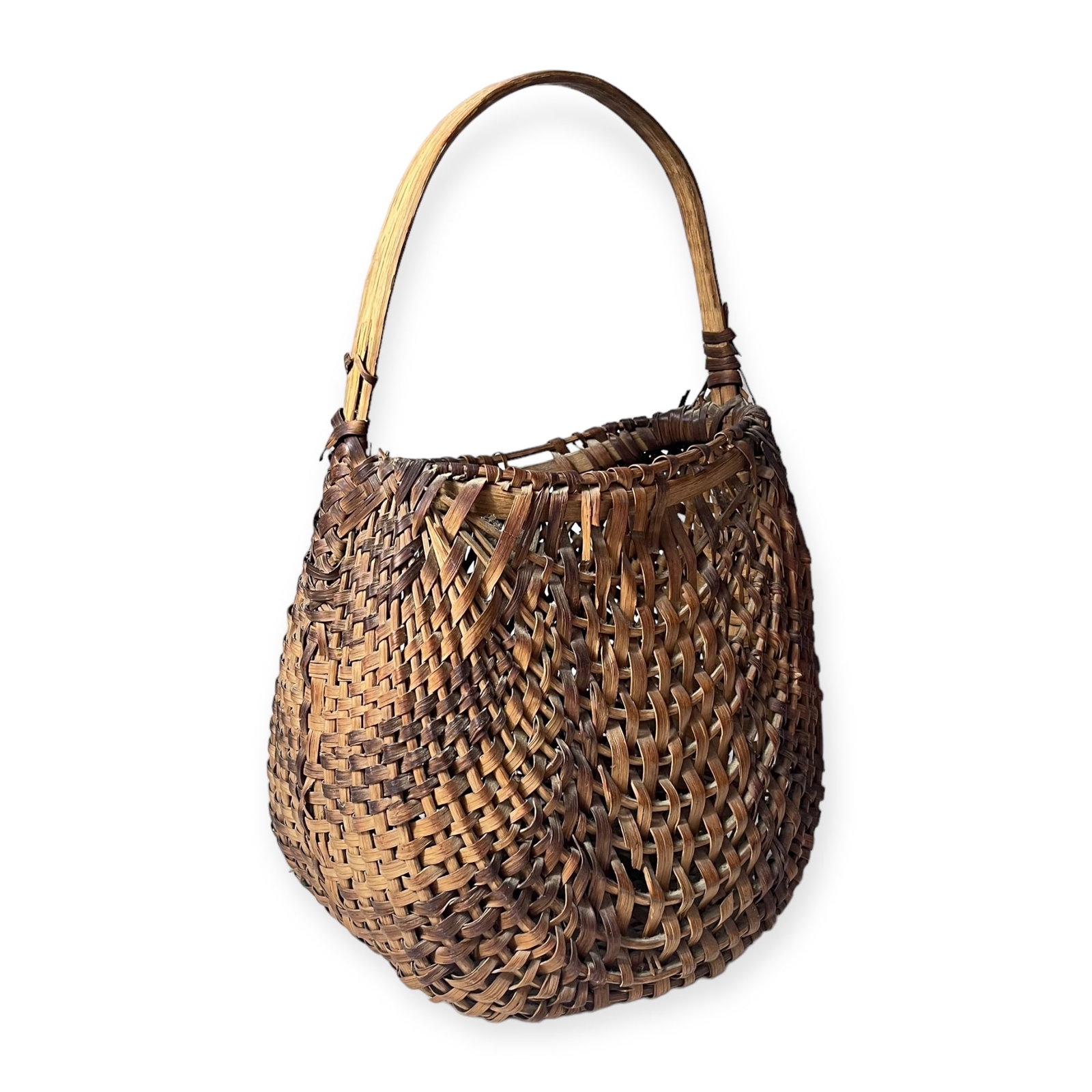 Unusual Form 19th Century Two Color Splint Basket (1 of 2)