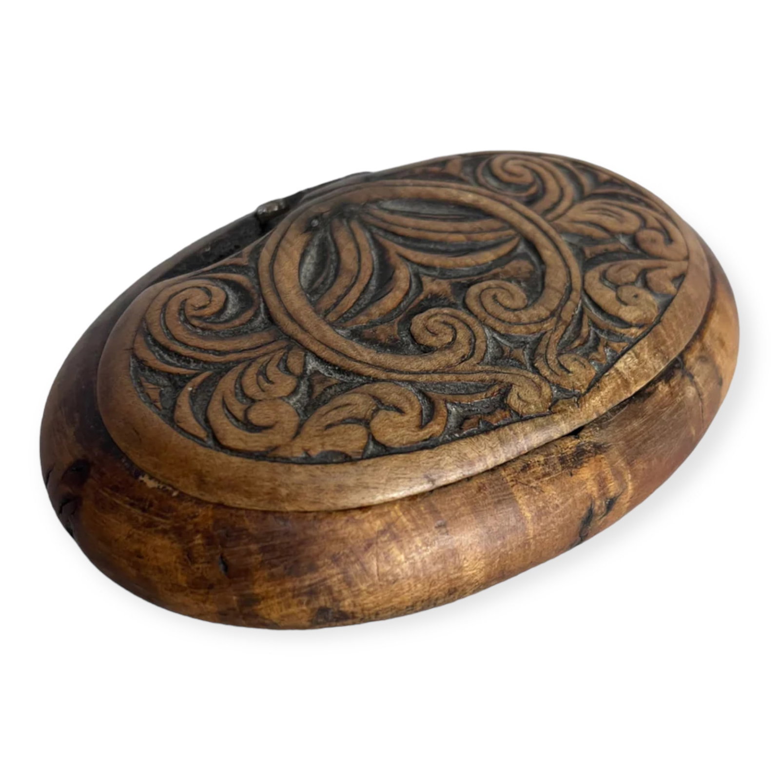Carved Wooden Snuff Box (1 of 2)