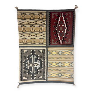 Superb Navajo Sampler Rug: Measures 28 x 37. Good condition. Circa 1940s.