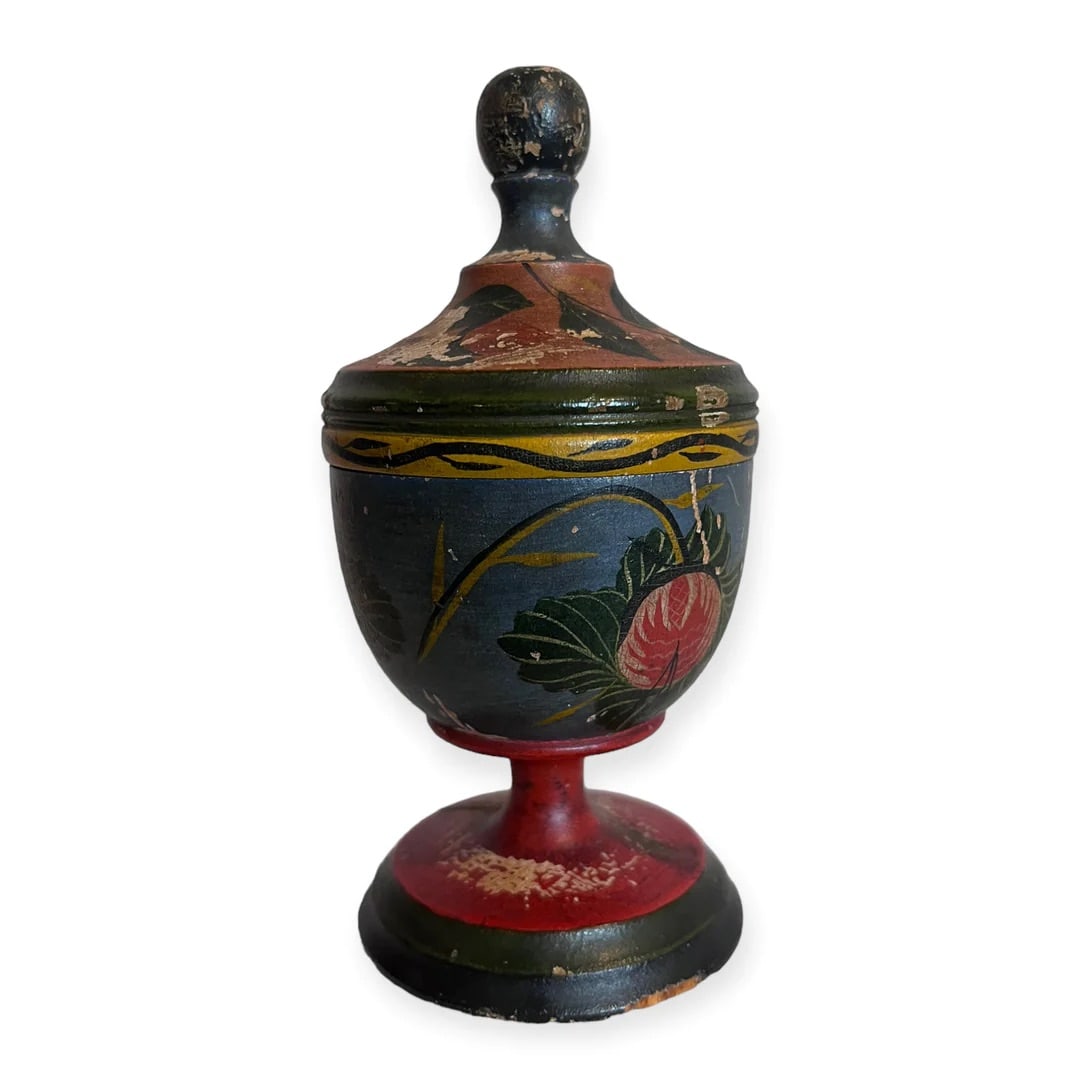 American Paint Decorated Lehnware Saffron Cup - Joseph Lehn (1798-1892) (1 of 3)