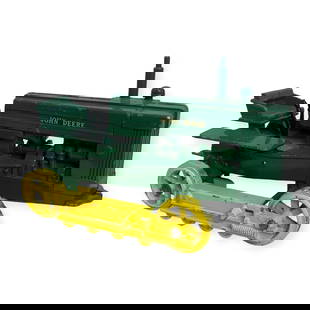 John Deere Diecast Tractor Crawler: Some paint loss, overall good condition.