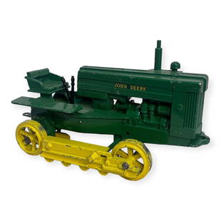 John Deere Diecast Tractor Crawler: Some paint loss, overall good condition.