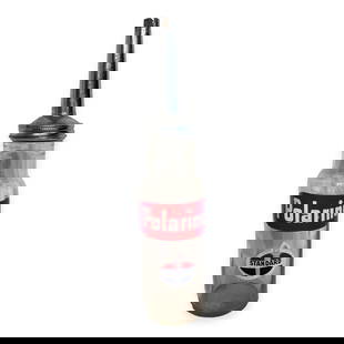 Standard Polarine 1 Quart Glass Bottle: 15 inches tall. One chip to bottom edge.