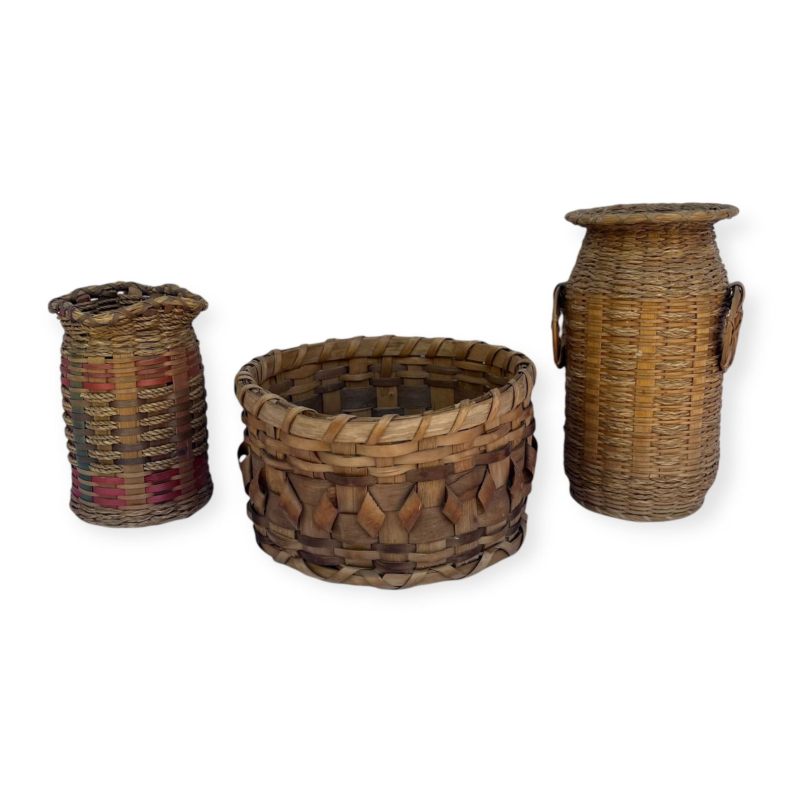Group of Three Vintage Northeast Native American Indian Baskets (1 of 1)