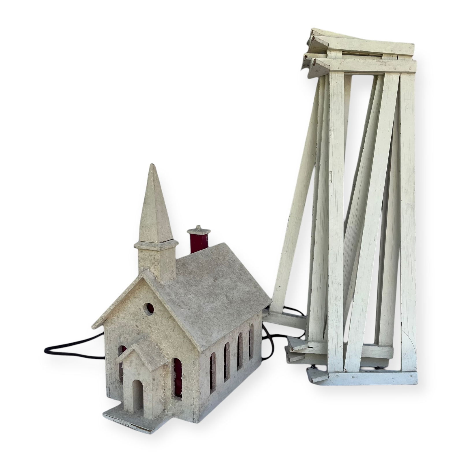 Vintage Christmas Church and Tree Fence (1 of 2)