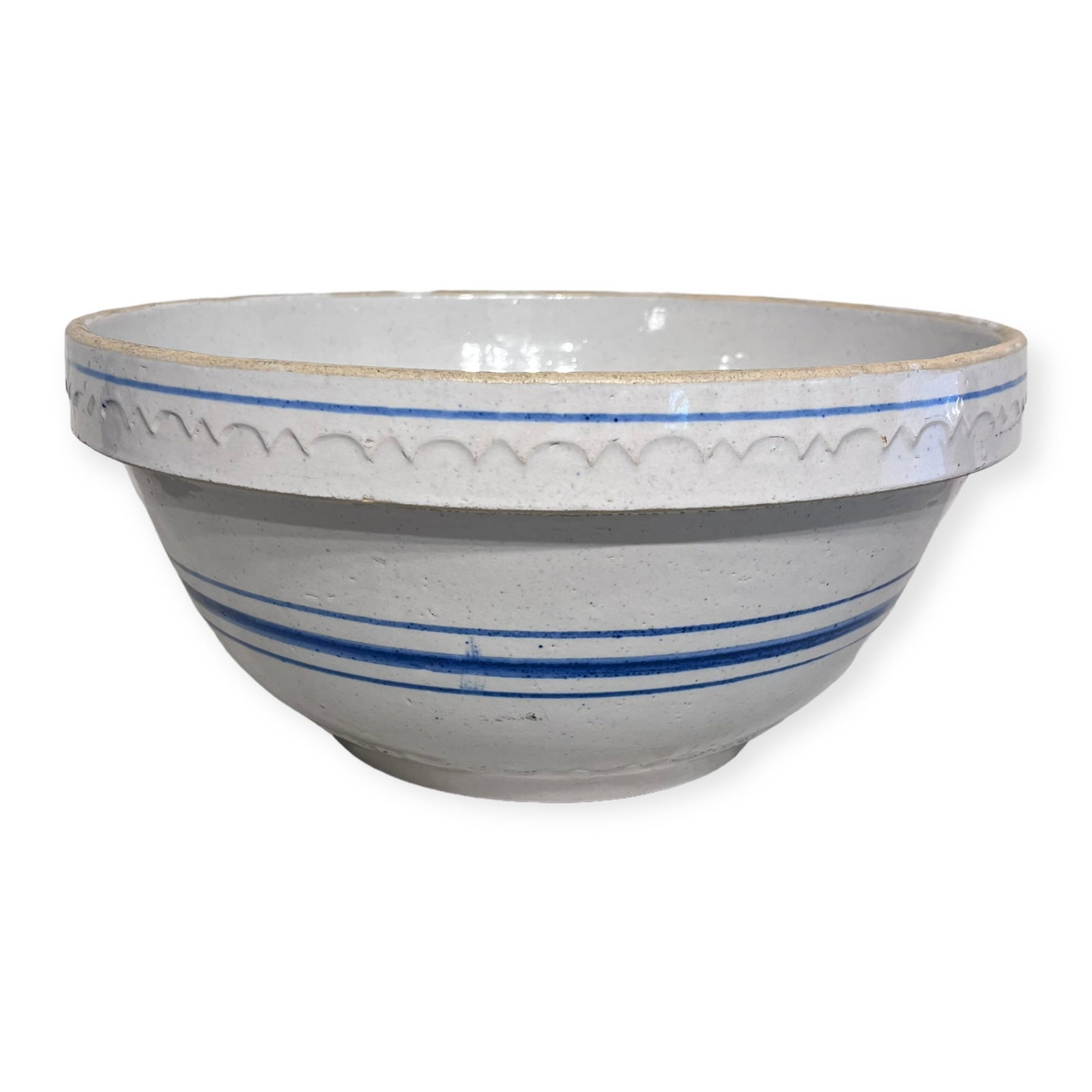 Great Large Blue And White Stoneware Mixing Bowl (1 of 2)