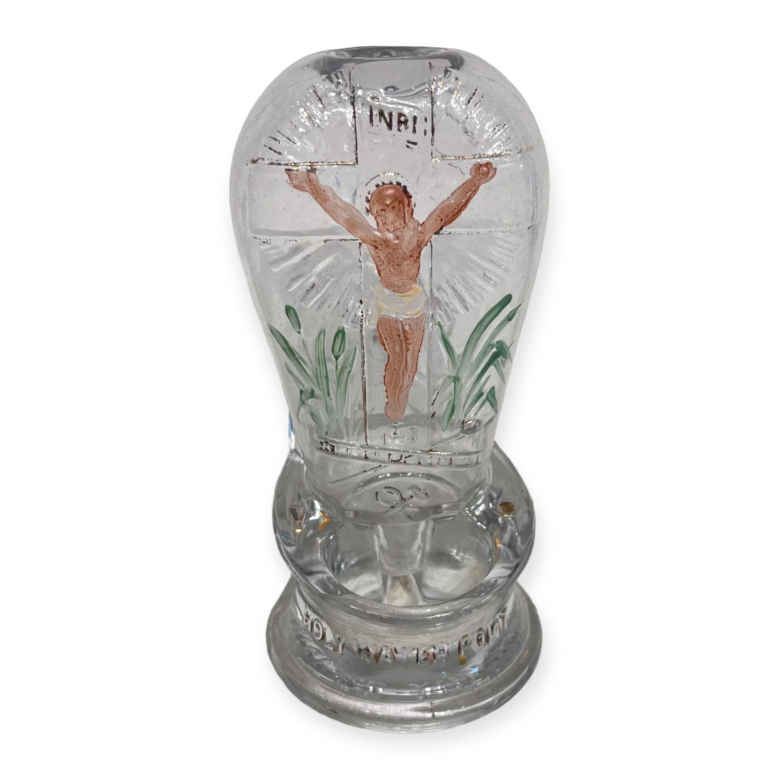 Vintage Religious Decorative Glass Holy Water Font (1 of 2)